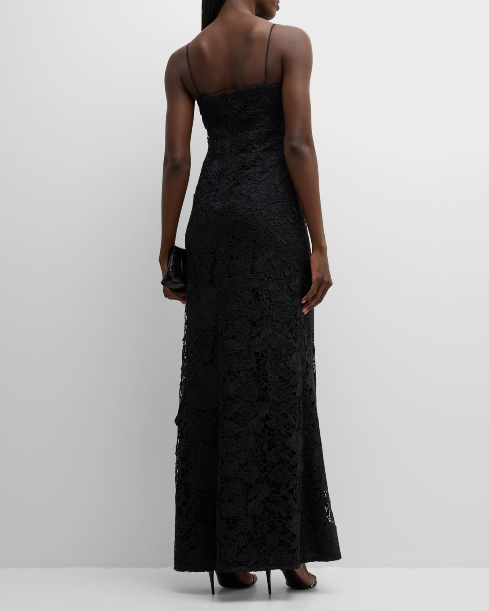 Ungaro Eva High-Low Square-Neck Floral Lace Gown | Neiman Marcus