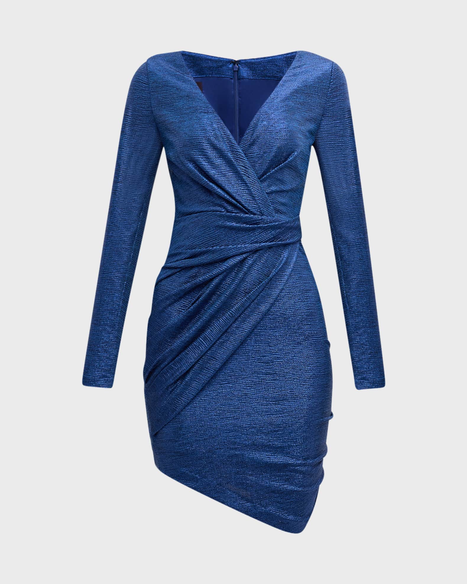 Talbot Runhof Draped Mirrorball Stretch LongSleeve Mini Dress Neiman