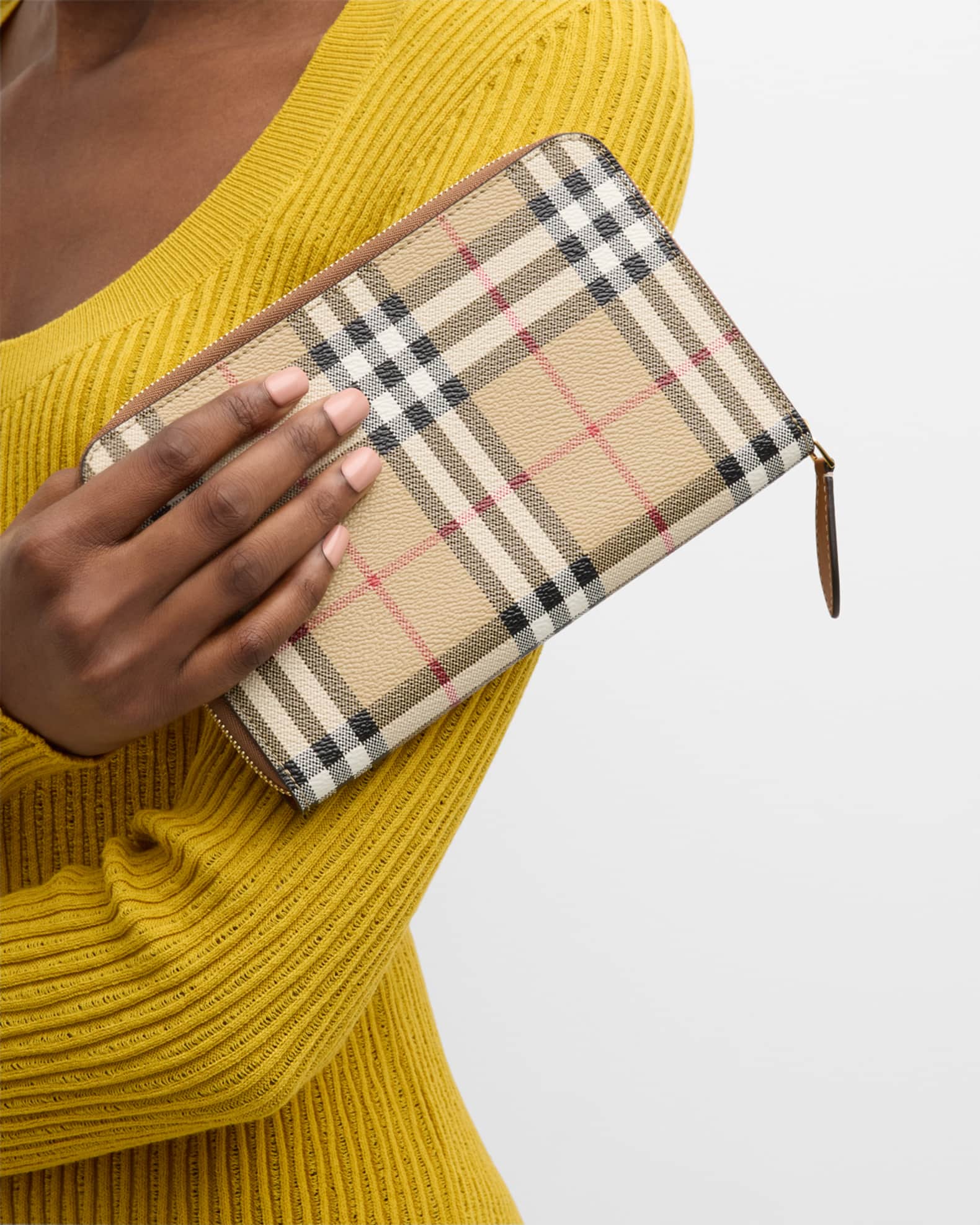 Burberry Check Zip-Around Continental Wallet | Neiman Marcus