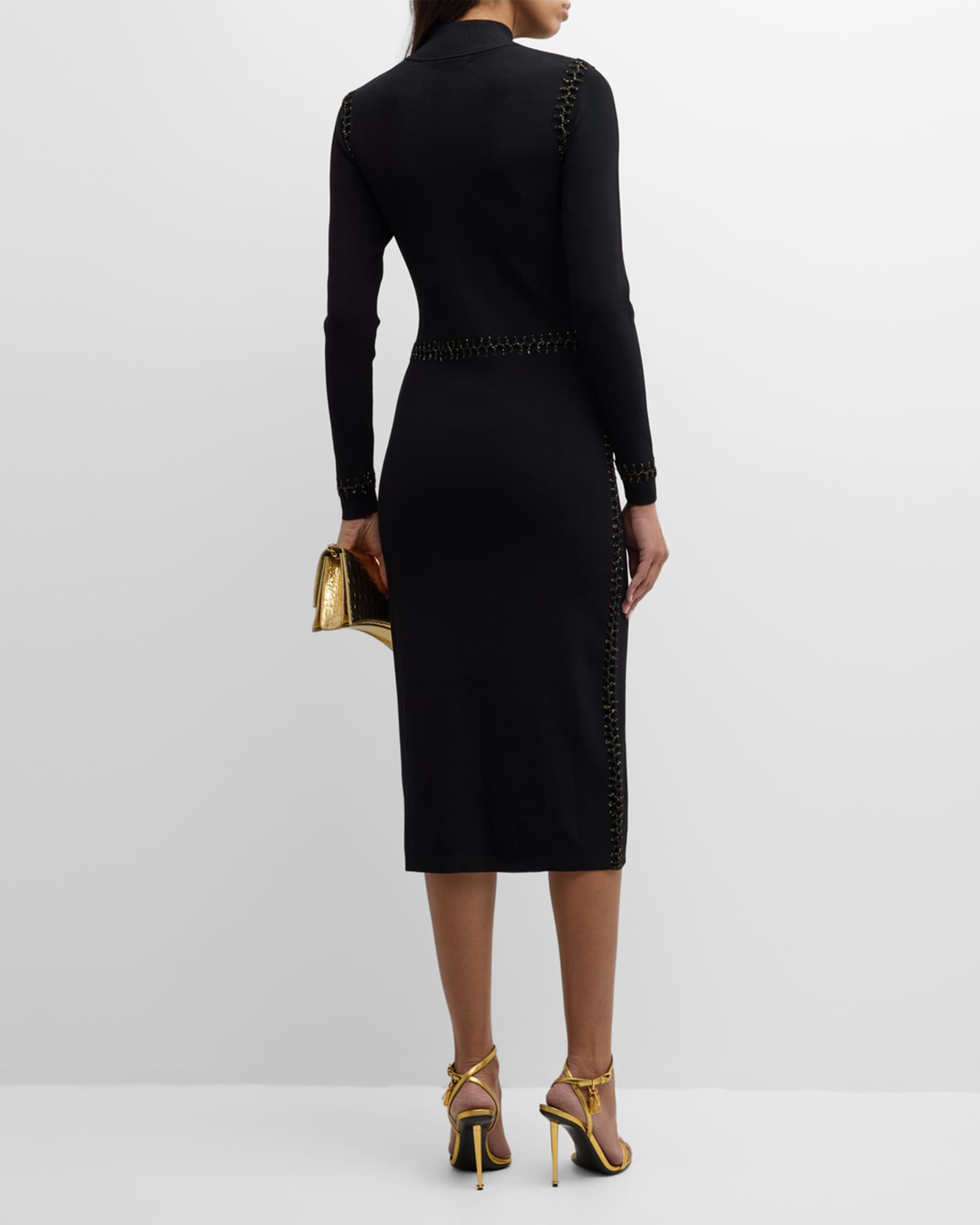 Elie Tahari The Azure Mock-Neck Midi Sweater Dress | Neiman Marcus