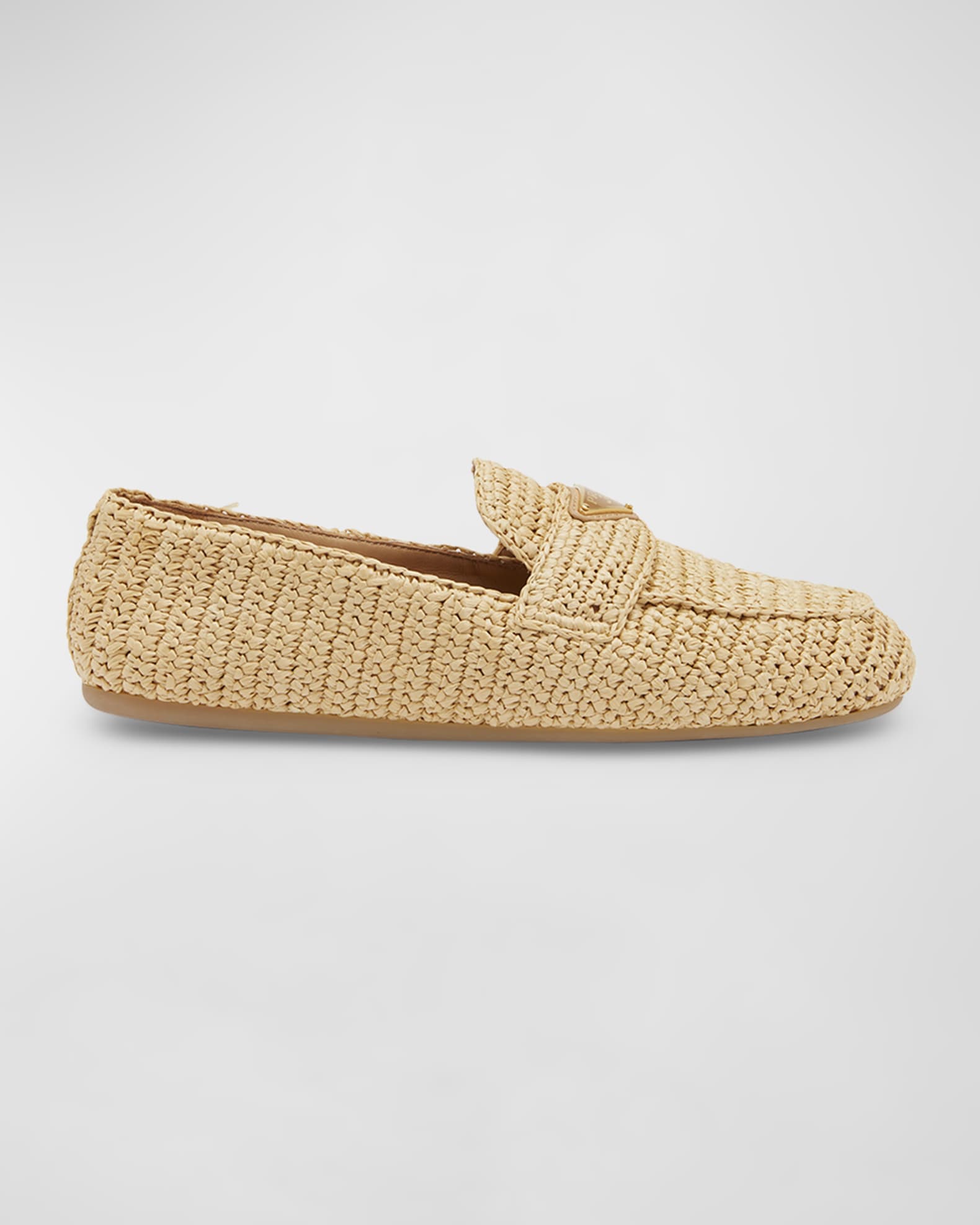 Prada Raffia Slip-On Loafers