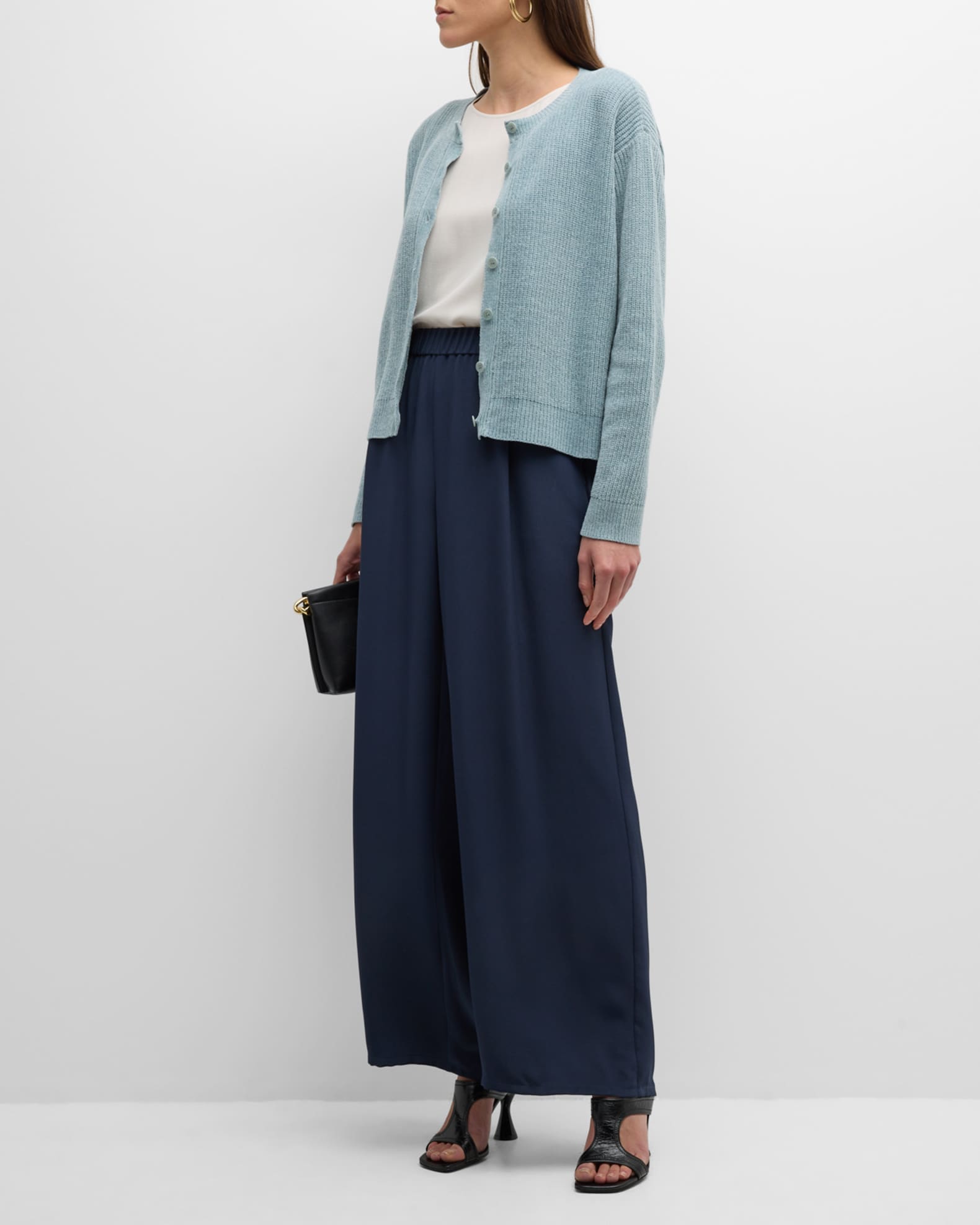 Eileen Fisher Ribbed ButtonDown Chenille Cardigan Neiman Marcus