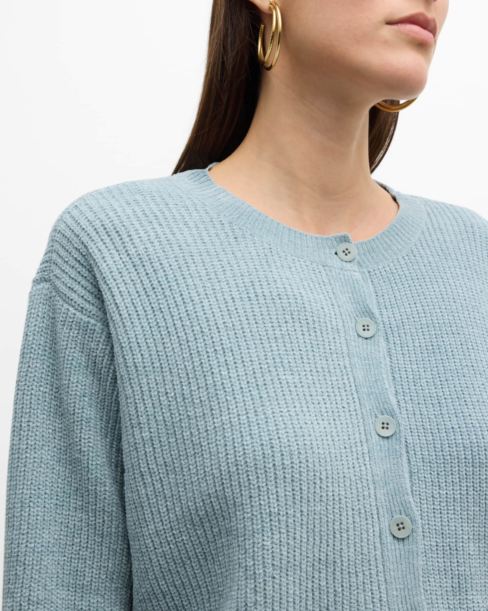 Eileen Fisher Ribbed ButtonDown Chenille Cardigan Neiman Marcus