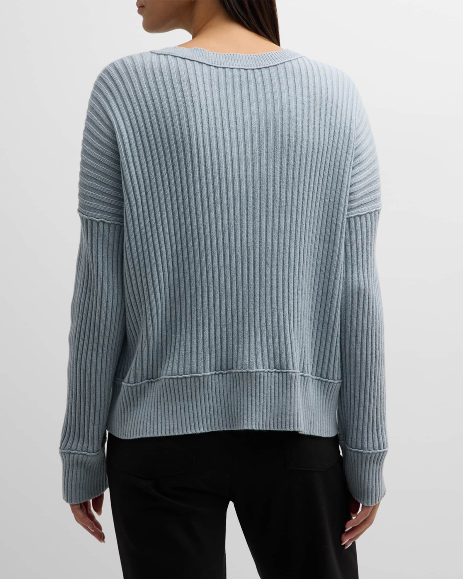 EILEEN FISHER Womens Red Knit Ribbed Textured Long Sleeve Scoop Neck Hi-Lo Sweater