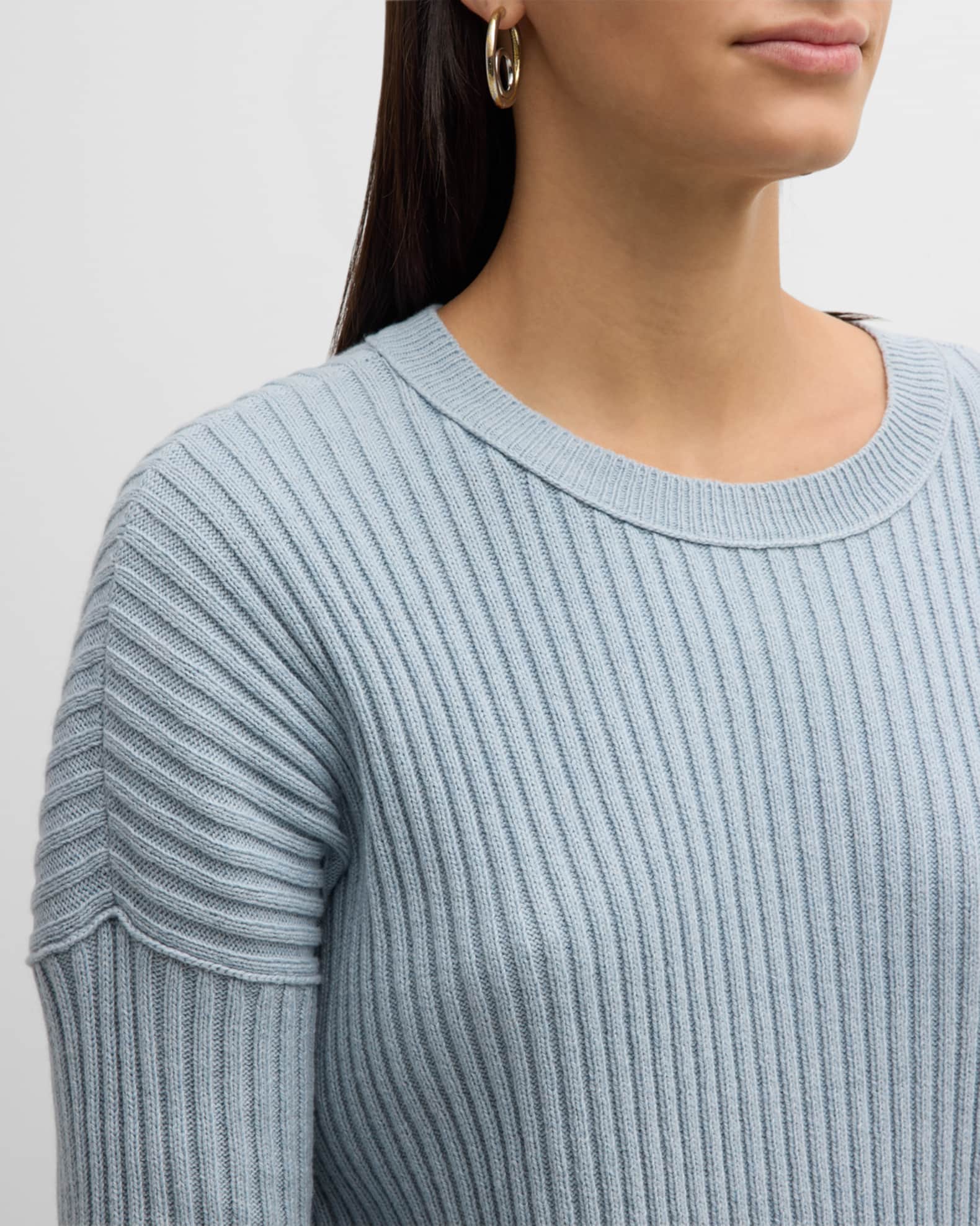 EILEEN FISHER Womens Orange Ribbed Low Cut Short Sleeve V Neck Sweater main image 0