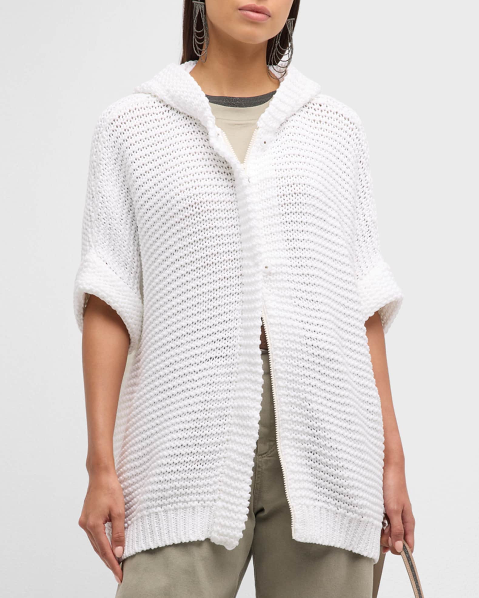 Cotton hooded cardigan hot sale