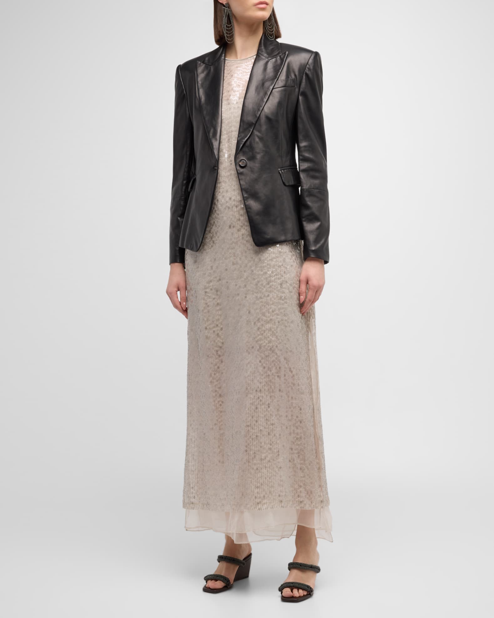Nappa Leather Short Blazer Jacket 1