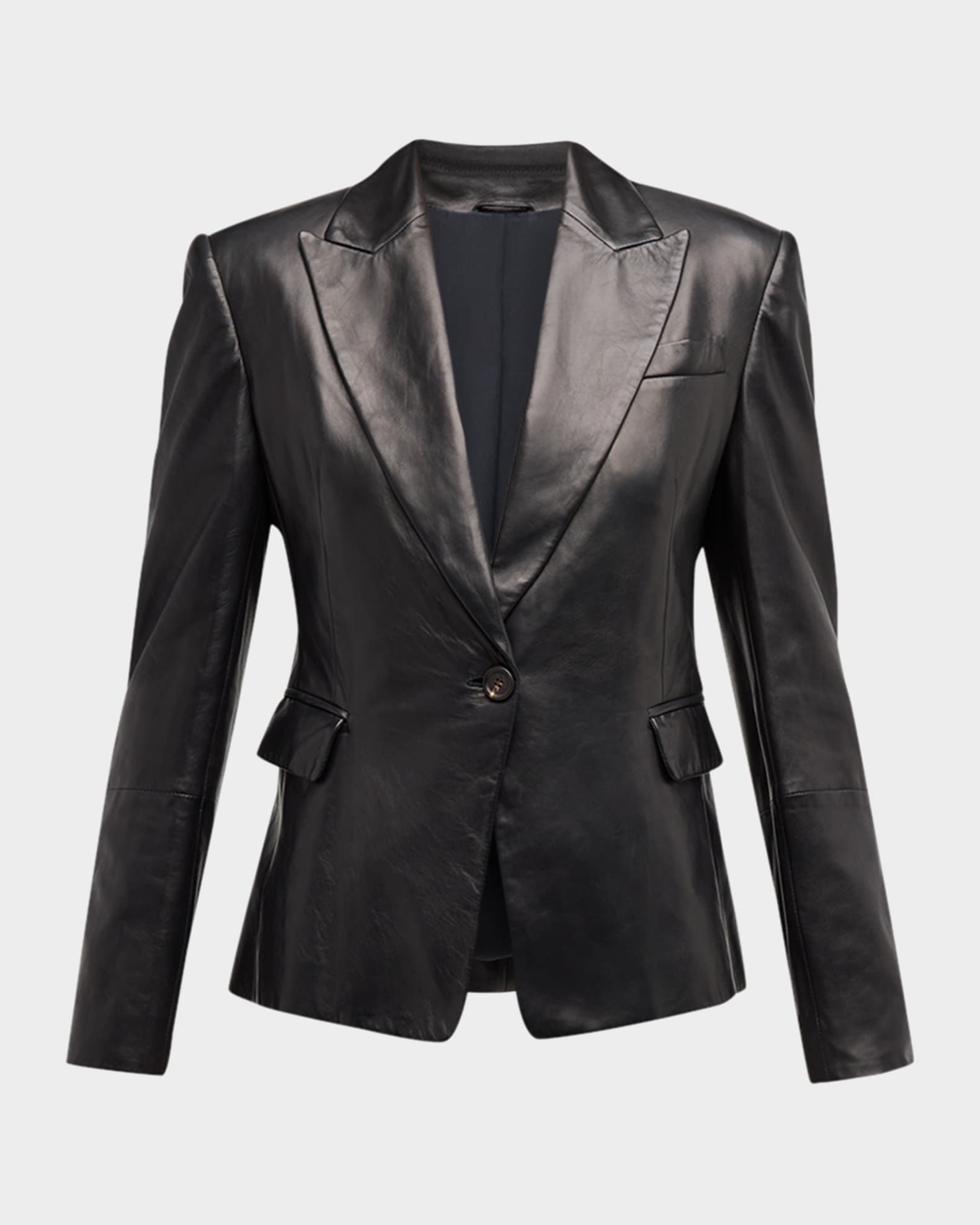 Nappa Leather Short Blazer Jacket 0
