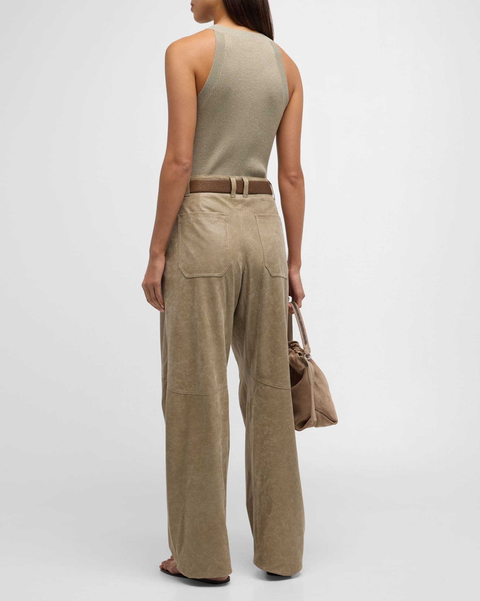 Brunello Cucinelli Metallic Cashmere-Silk Rib Cut-In-Shoulder Tank Top ...