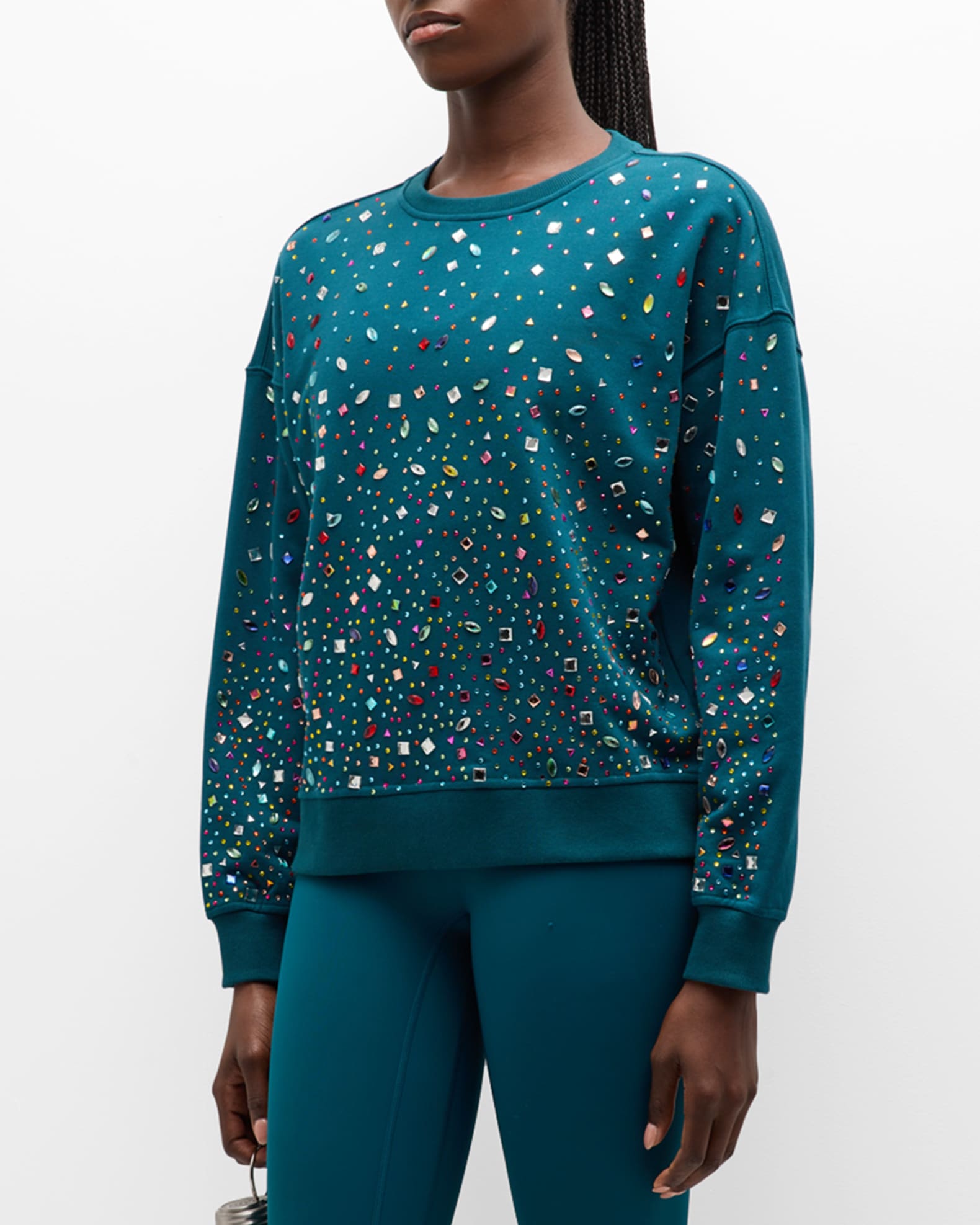 Terez Large Gemstone Classic Cotton Crewneck Sweatshirt