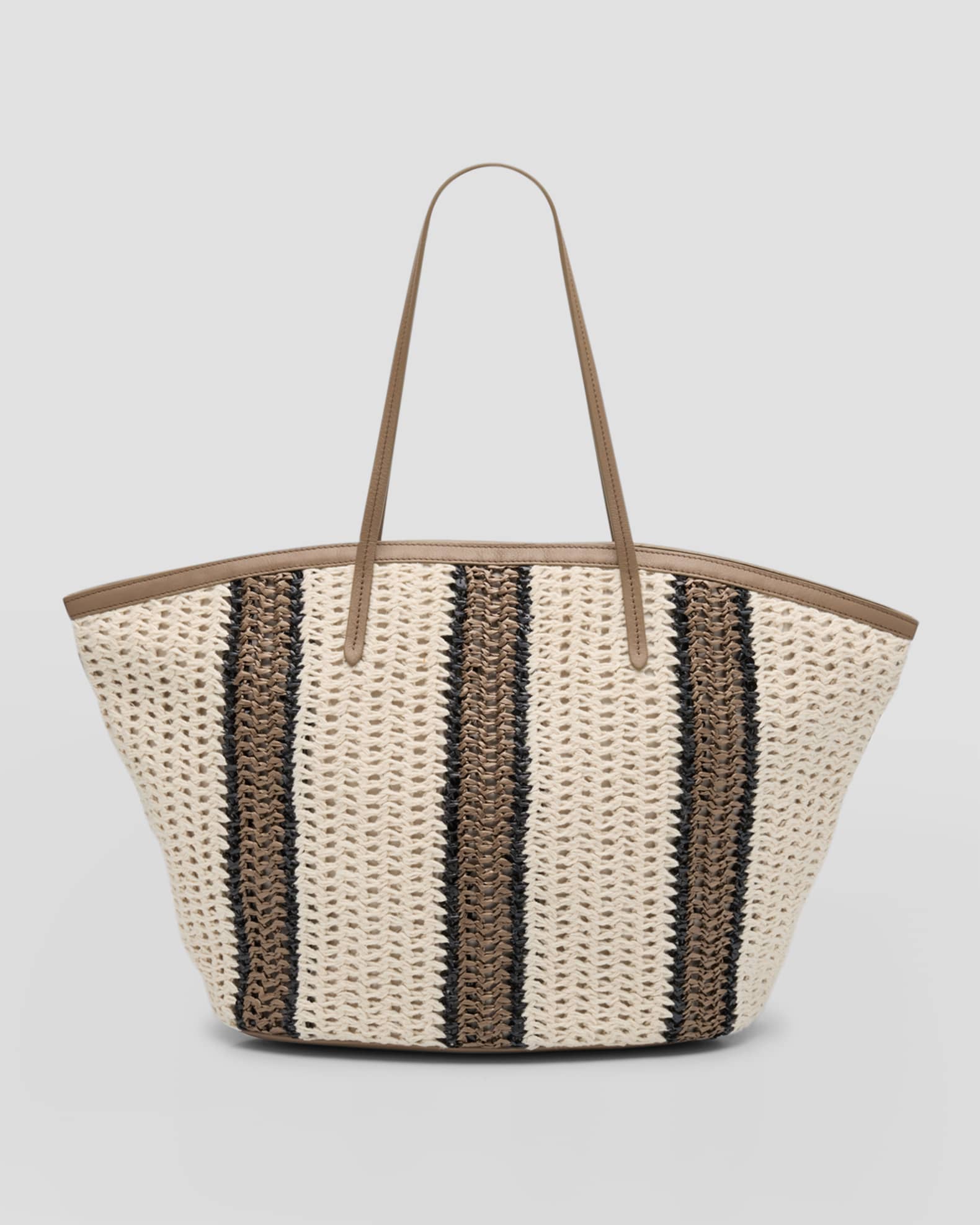 Brunello Cucinelli Striped Crochet Tote Bag