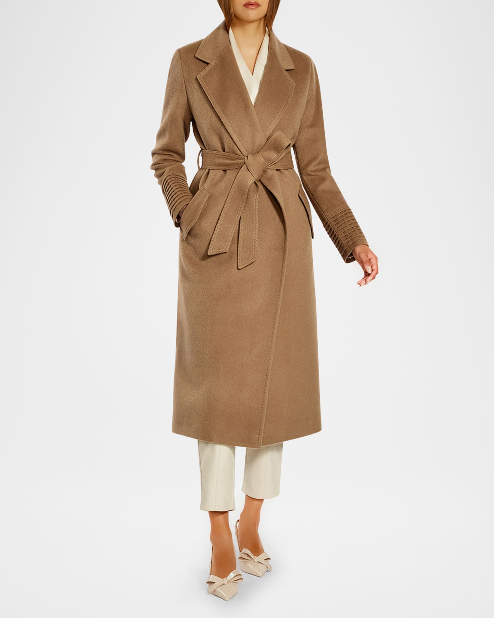 Long Notched-Collar Wrap Coat  1