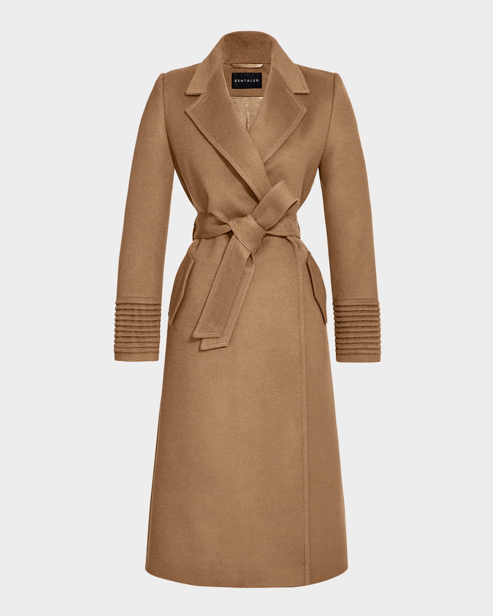 Long Notched-Collar Wrap Coat  0