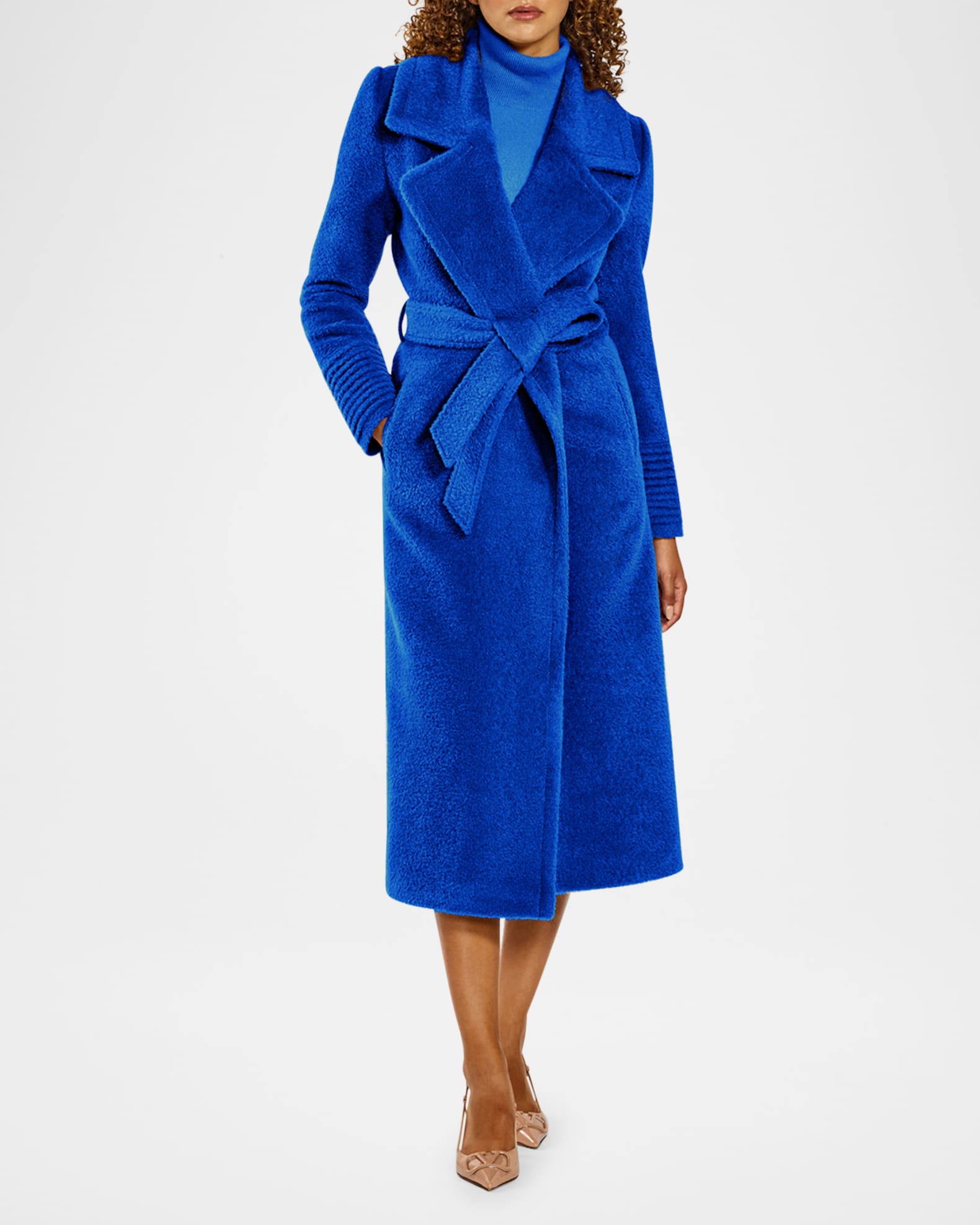 Sentaler Boucle Alpaca Long Notched Collar Wrap Coat Neiman Marcus