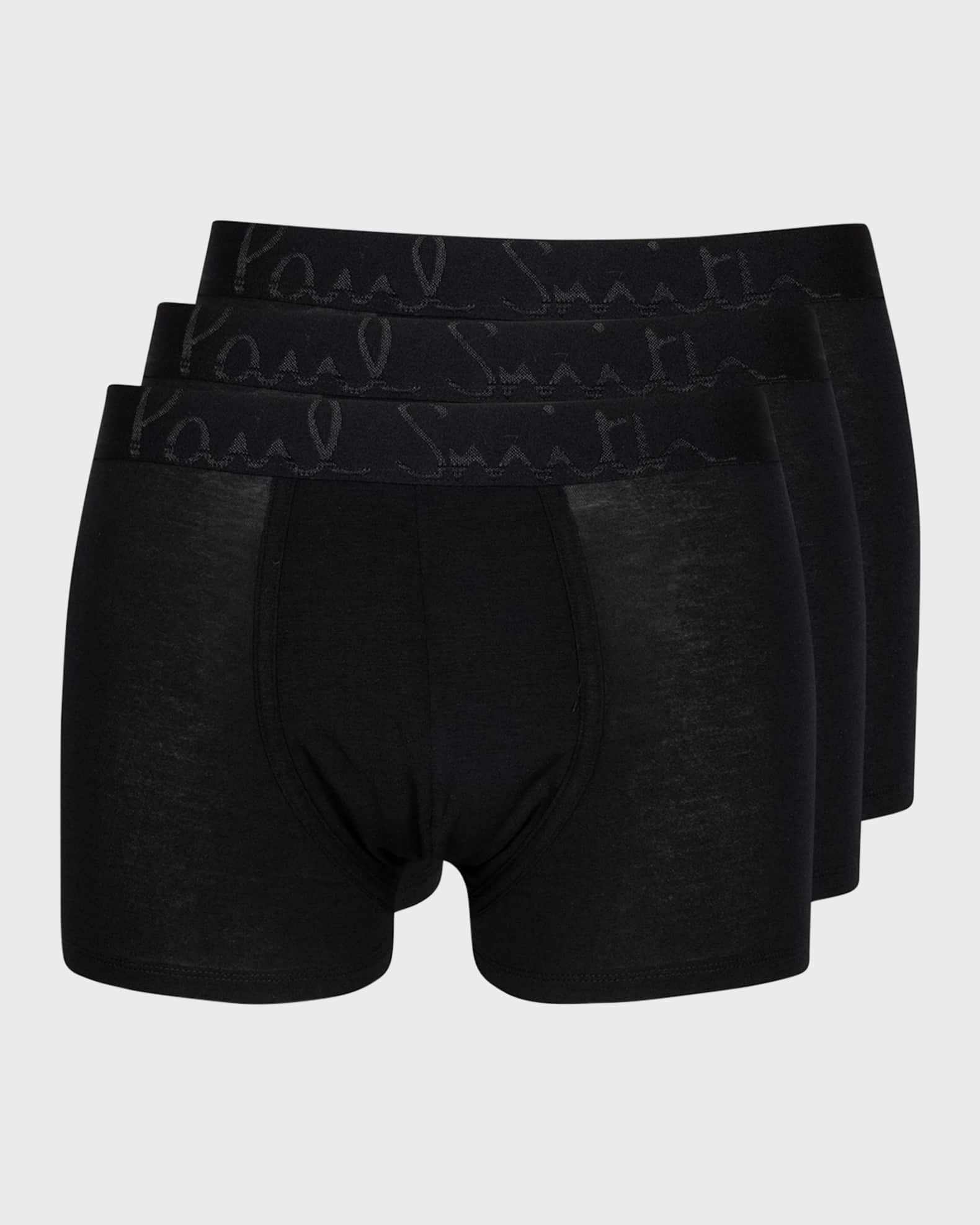 Paul Smith Mens Three-Pack Logo Waistband Boxers, Black Trunks