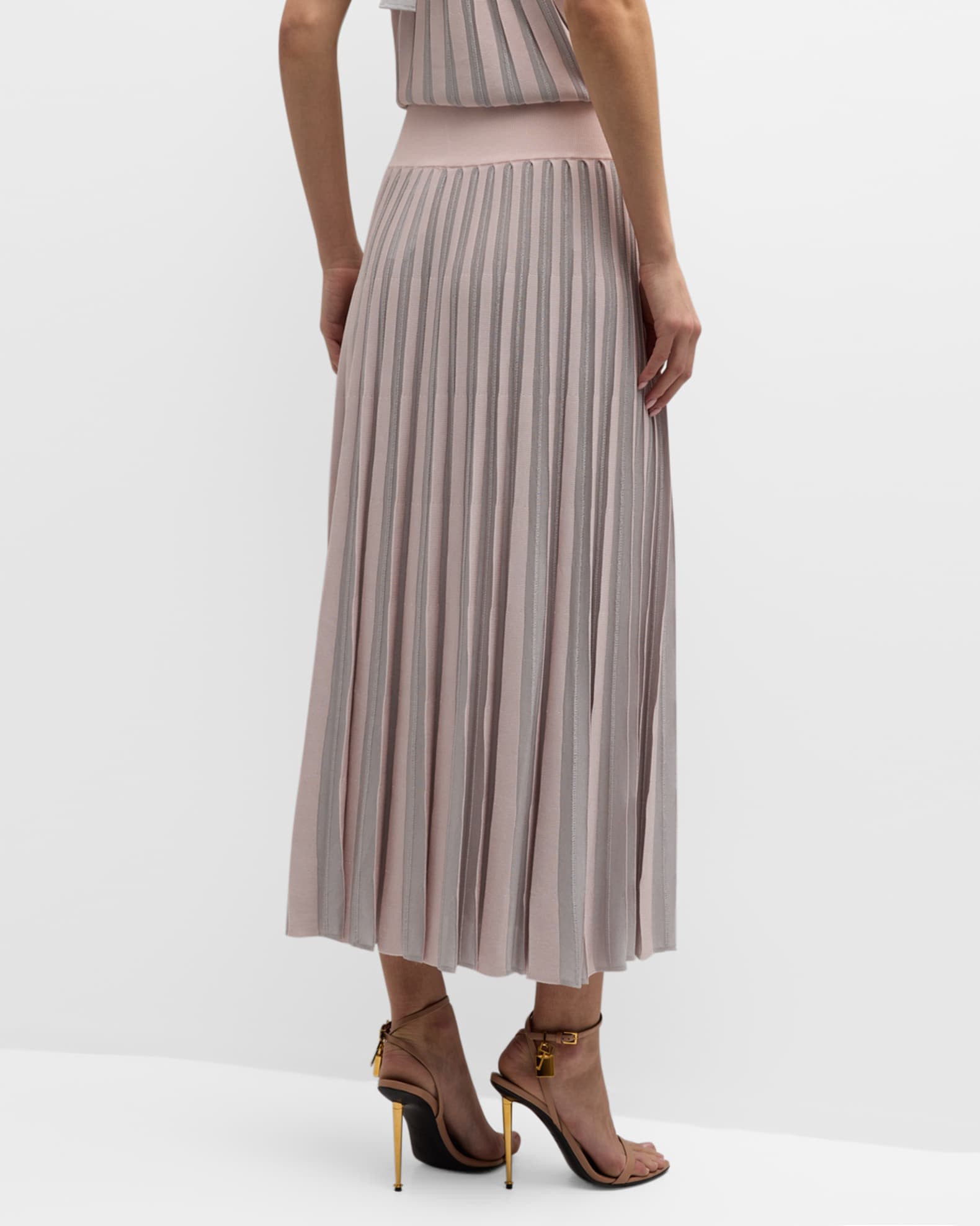 スカート Emporio Armani Skirts Emporio Armani Pleated Striped Side-Slit Midi Skirt | Neiman