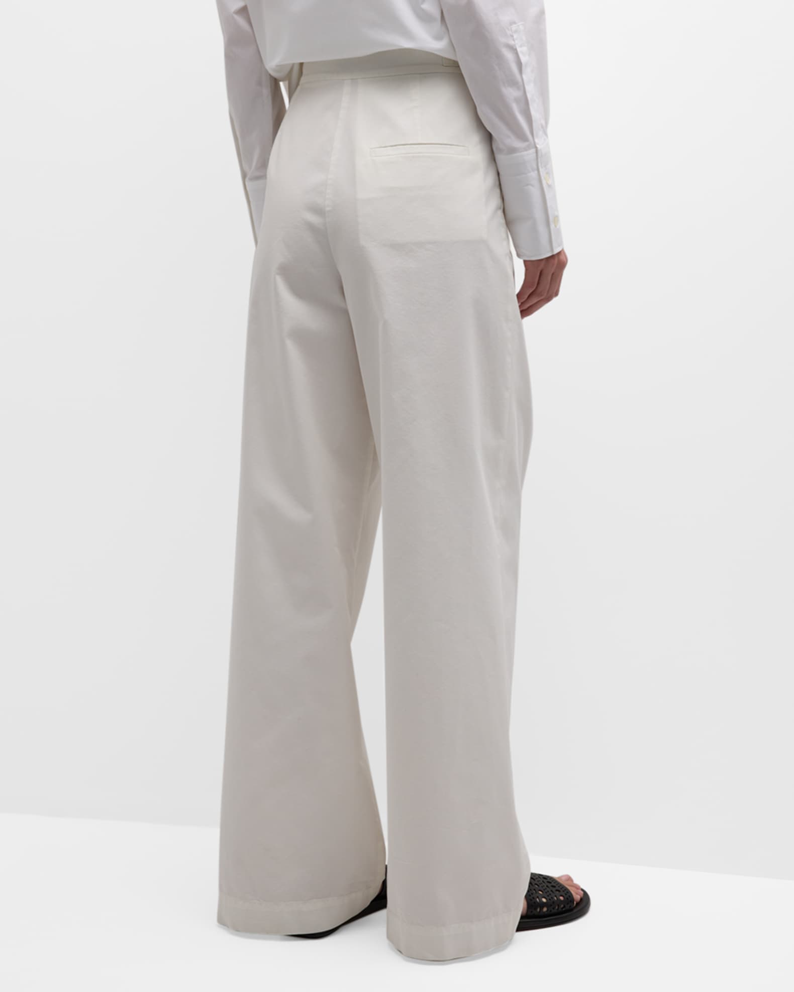 Emporio Armani Pleated High-Rise Wide-Leg Chino Pants | Neiman Marcus
