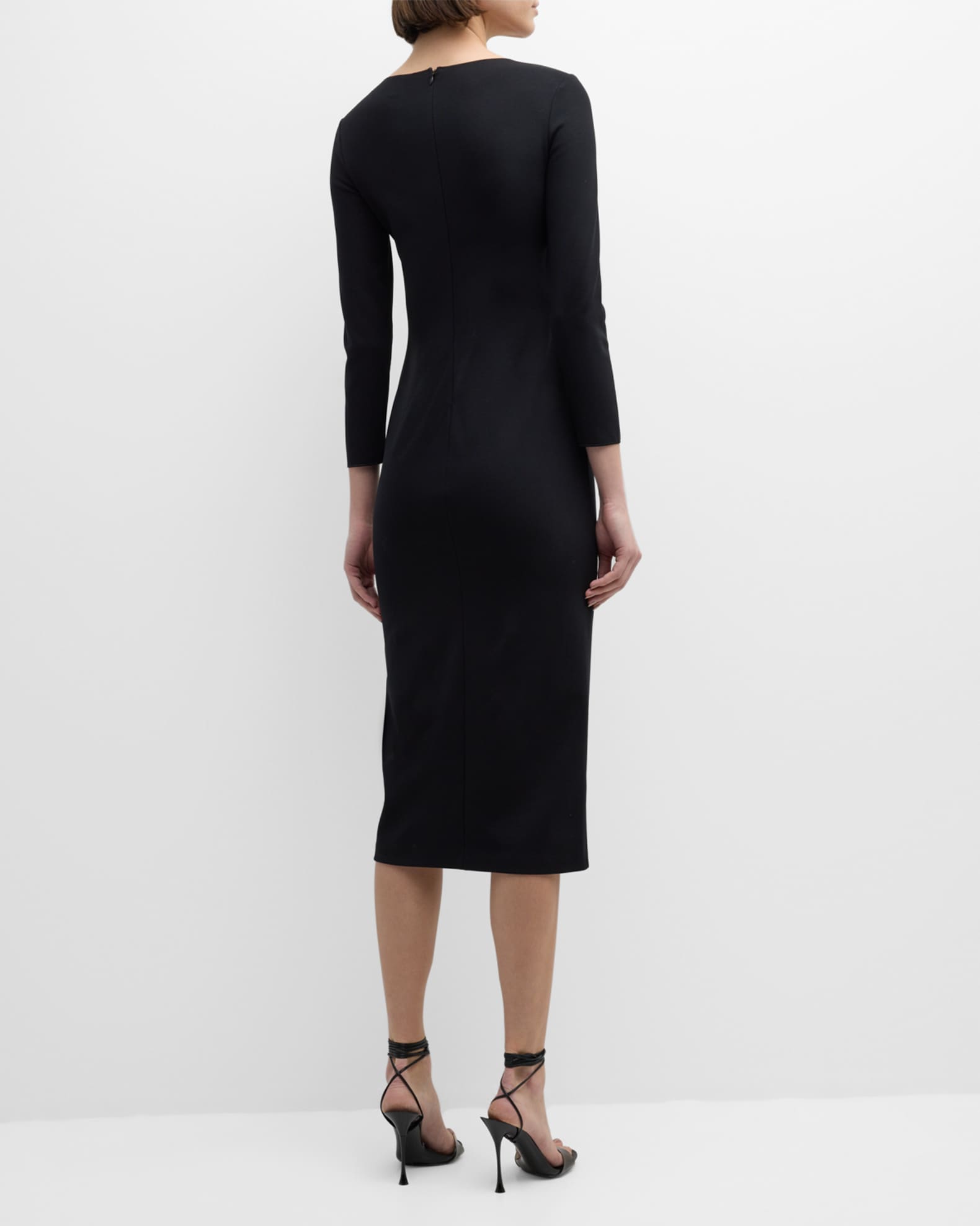 Emporio Armani Pleated Jersey Midi Sheath Dress | Neiman Marcus