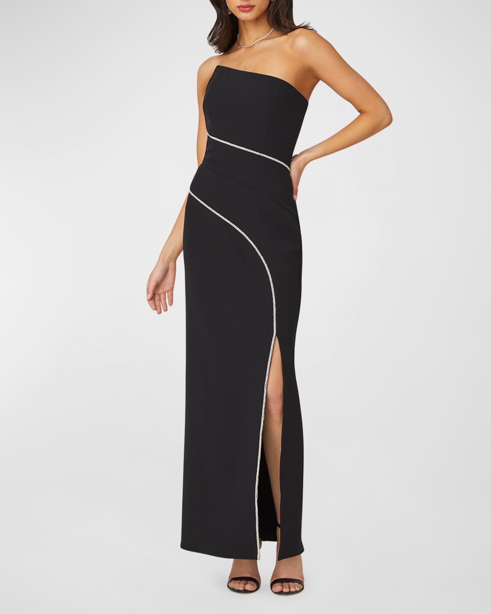 Shoshanna Strapless Crystal Crepe Column Gown Neiman Marcus