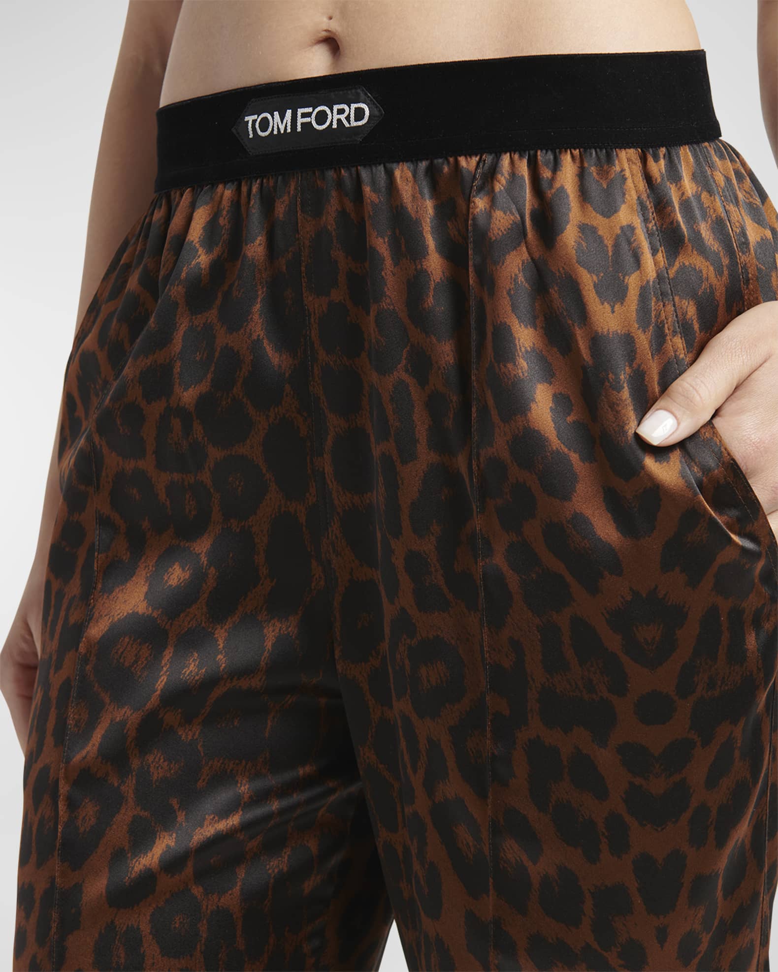 TOM FORD Reflected Leopard Print Silk Signature Pajama Pants