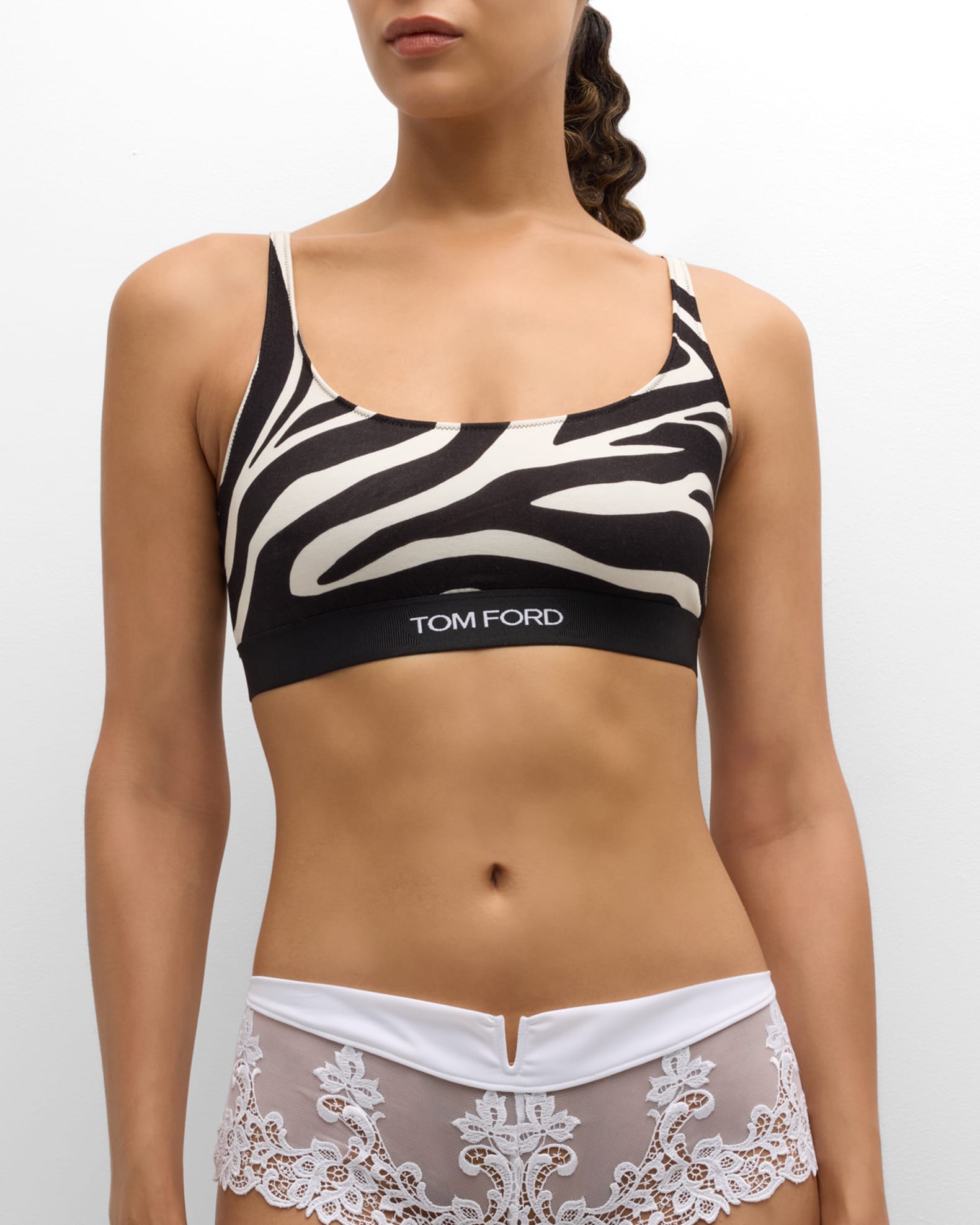 Logo-Band Zebra-Print Signature Bralette 1