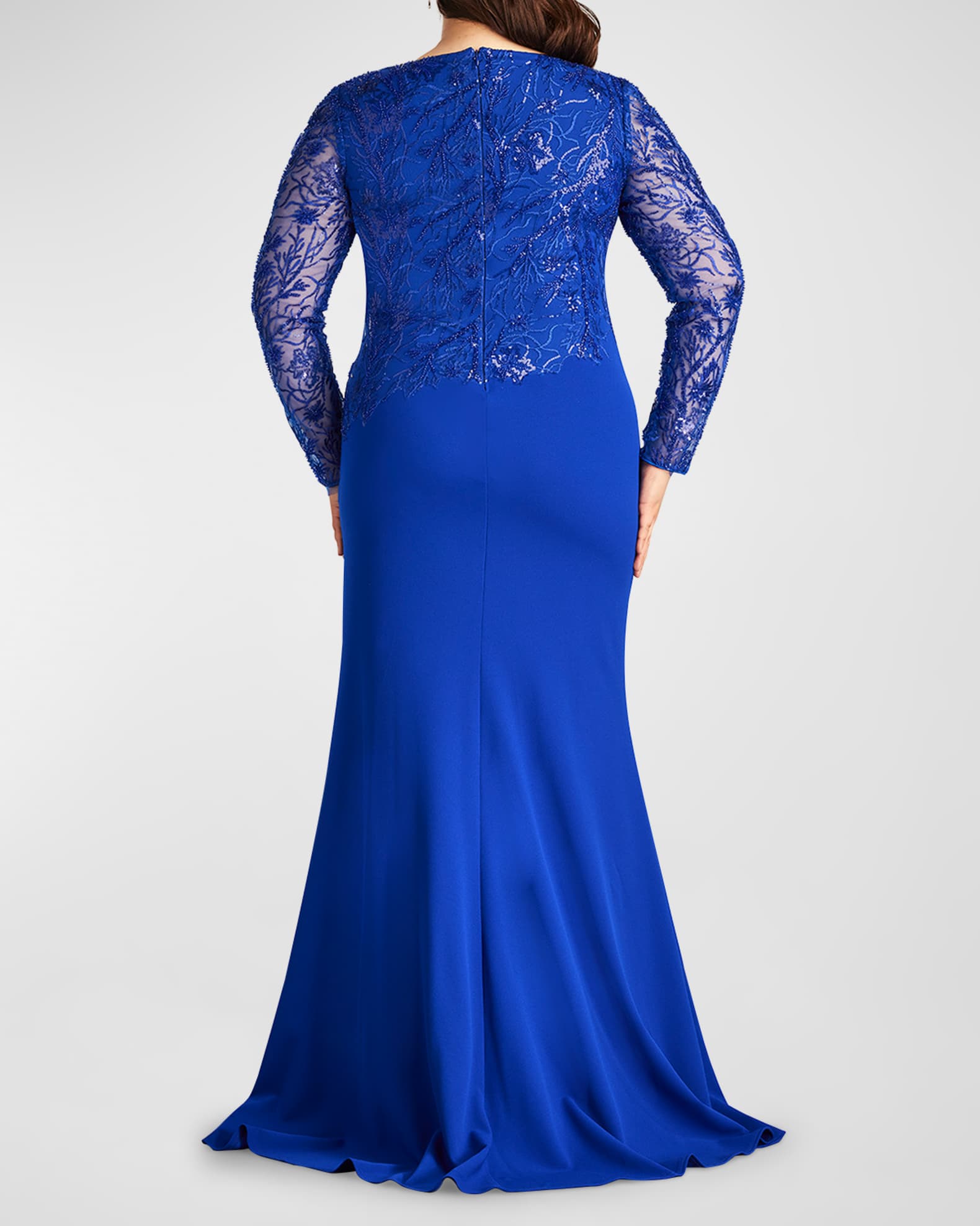 Tadashi Shoji Plus Size Sequin Embroidered Crepe Trumpet Gown Neiman Marcus
