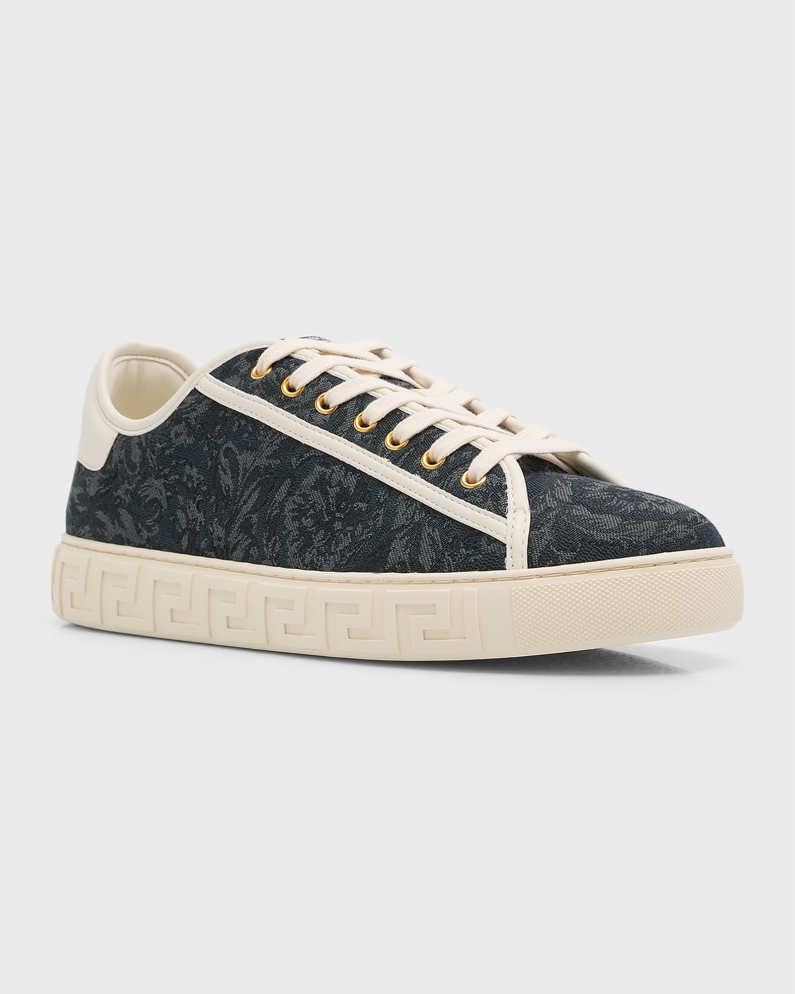 Versace Men's La Greca Baroque Canvas Low-Top Sneakers