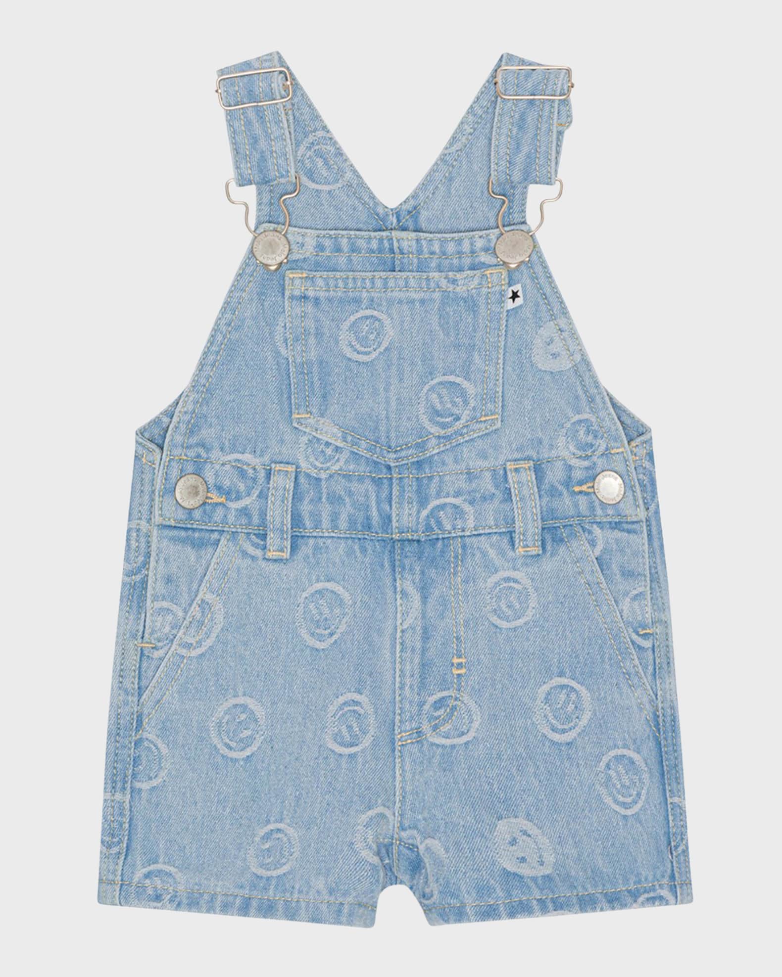Molo Kid's Spot Happy Face Printed Overalls, Size 9M-3