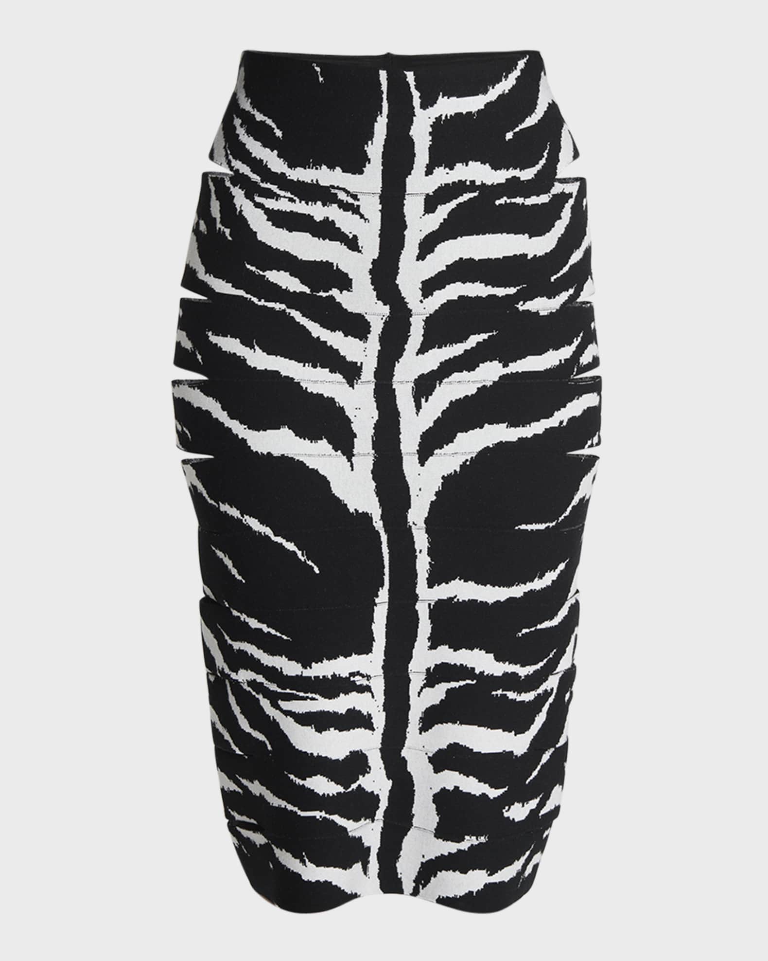 ALAIA ZebraPrint Pencil Skirt with Cutout Detail Neiman Marcus