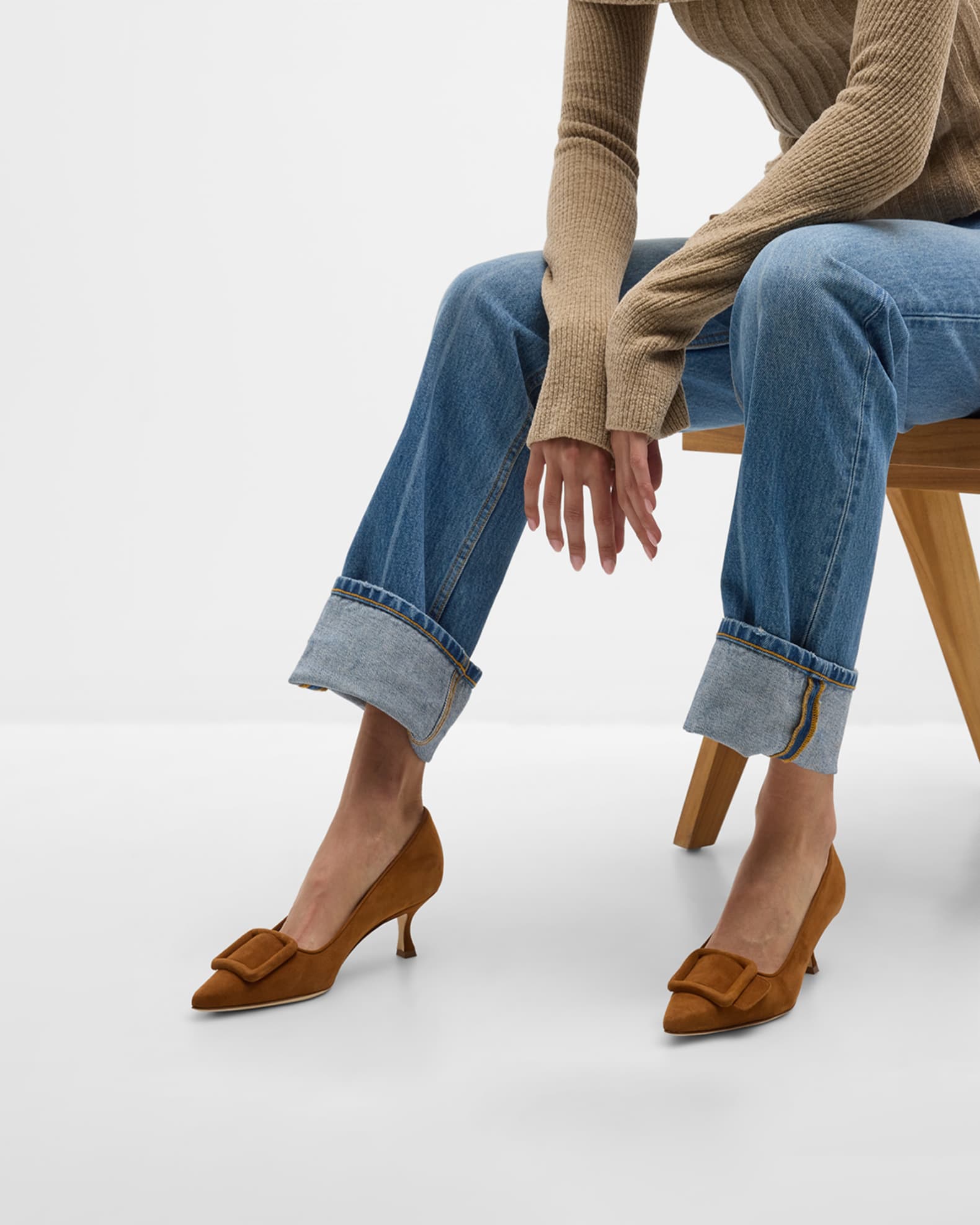 Maysale Suede Buckle Pumps 1