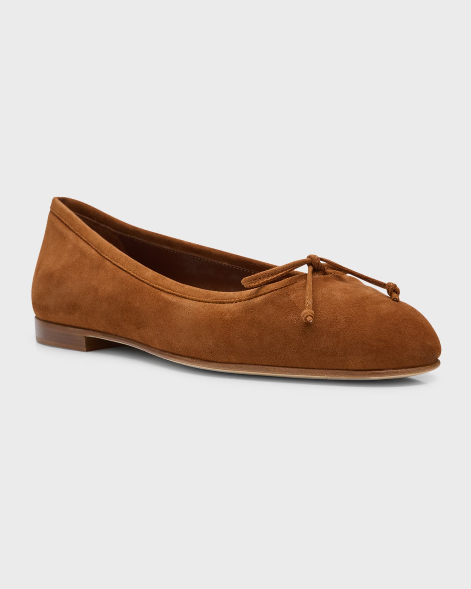Manolo Blahnik Veralli Suede Bow Ballerina Flats | Neiman Marcus