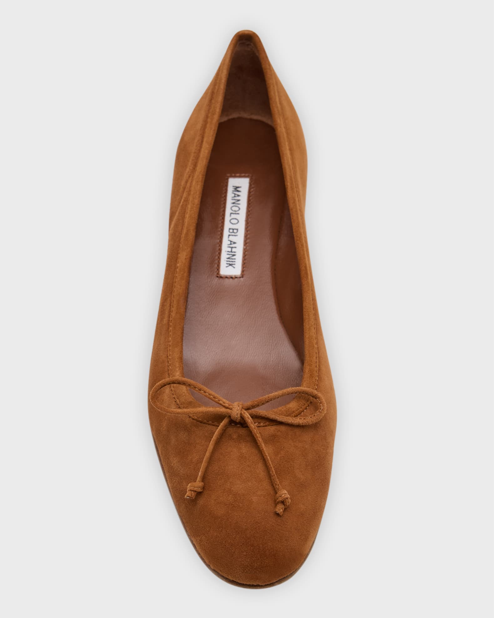 Manolo Blahnik Veralli Suede Bow Ballerina Flats | Neiman Marcus