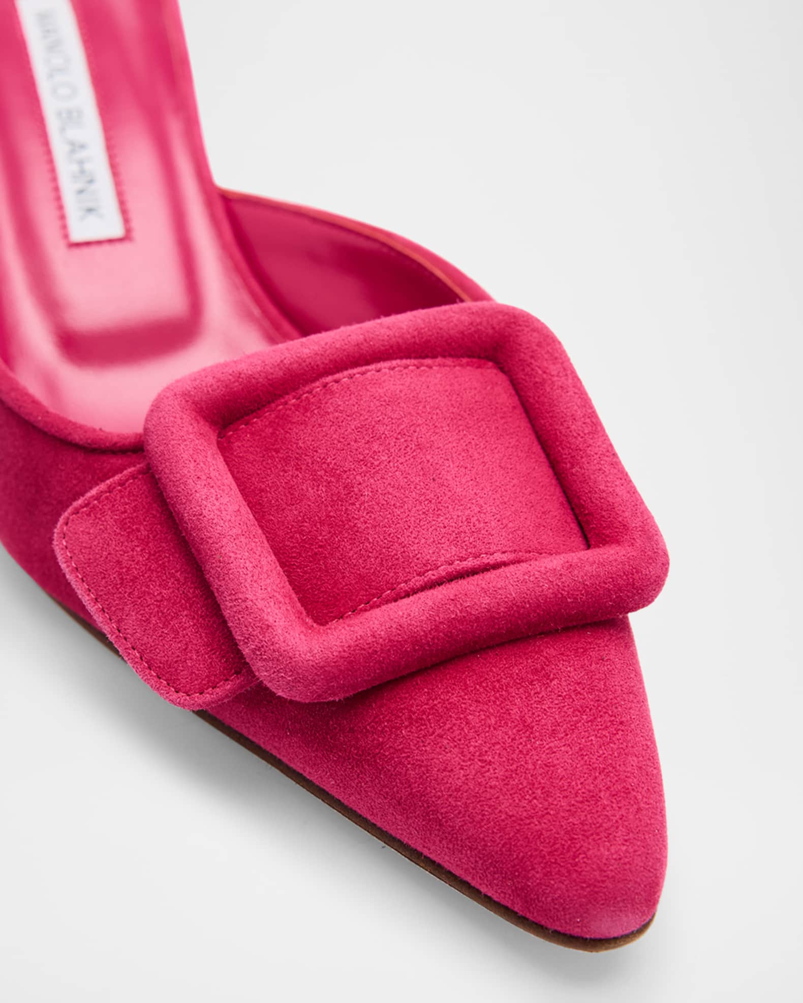Maysale Suede Buckle Mules | Neiman Marcus