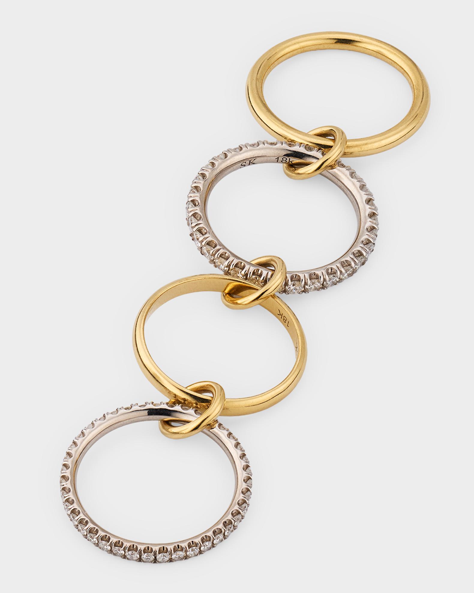 Spinelli Kilcollin 18K Mixed-Gold Halley 4-Link Ring with Pave Diamonds ...