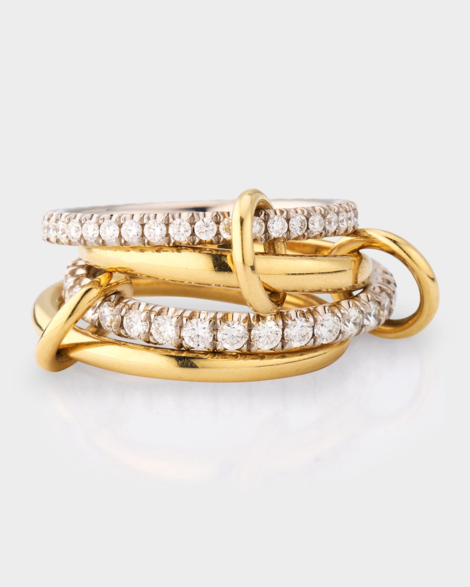 Spinelli Kilcollin 18K Mixed-Gold Halley 4-Link Ring with Pave