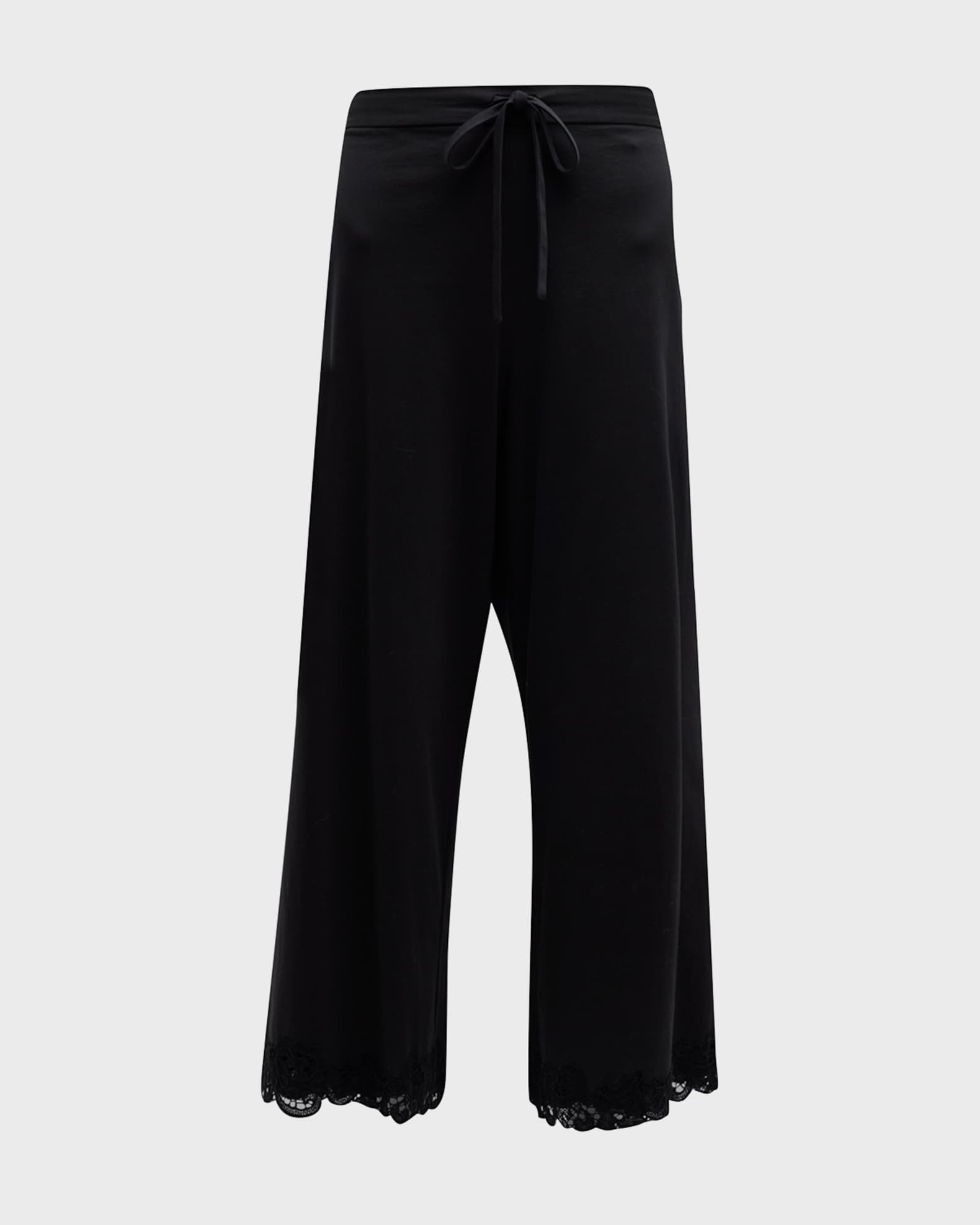 Bliss Harmony Cropped Lace-Trim Cotton Pants 0