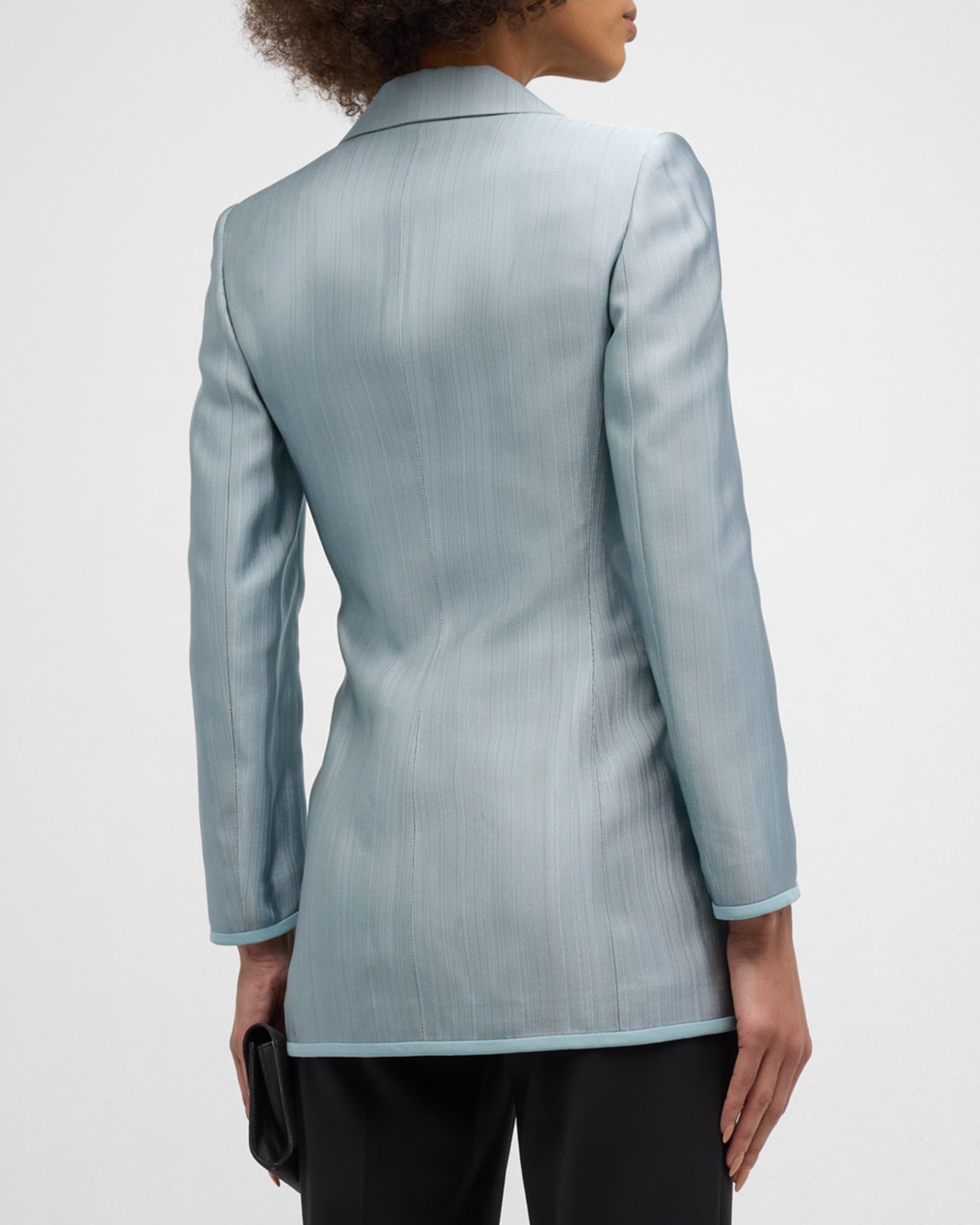 Giorgio Armani Textured Viscose Double-Breasted Blazer