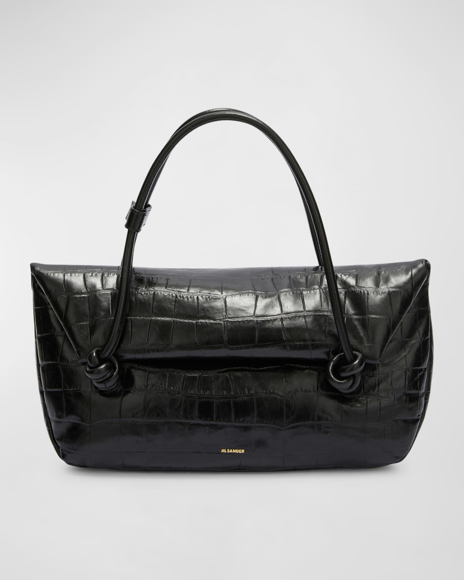 Medium Knot Croc Print Shoulder Bag
