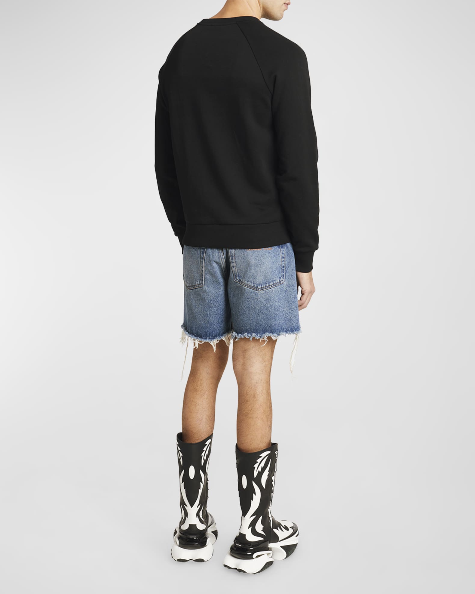 Balmain Kids metallic-effect flocked-logo sweatshirt - Black