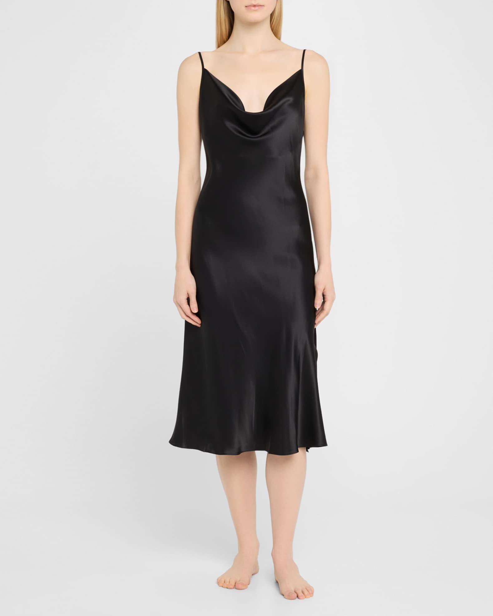 Sleeveless Cowl-Neck Silk Nightgown 1