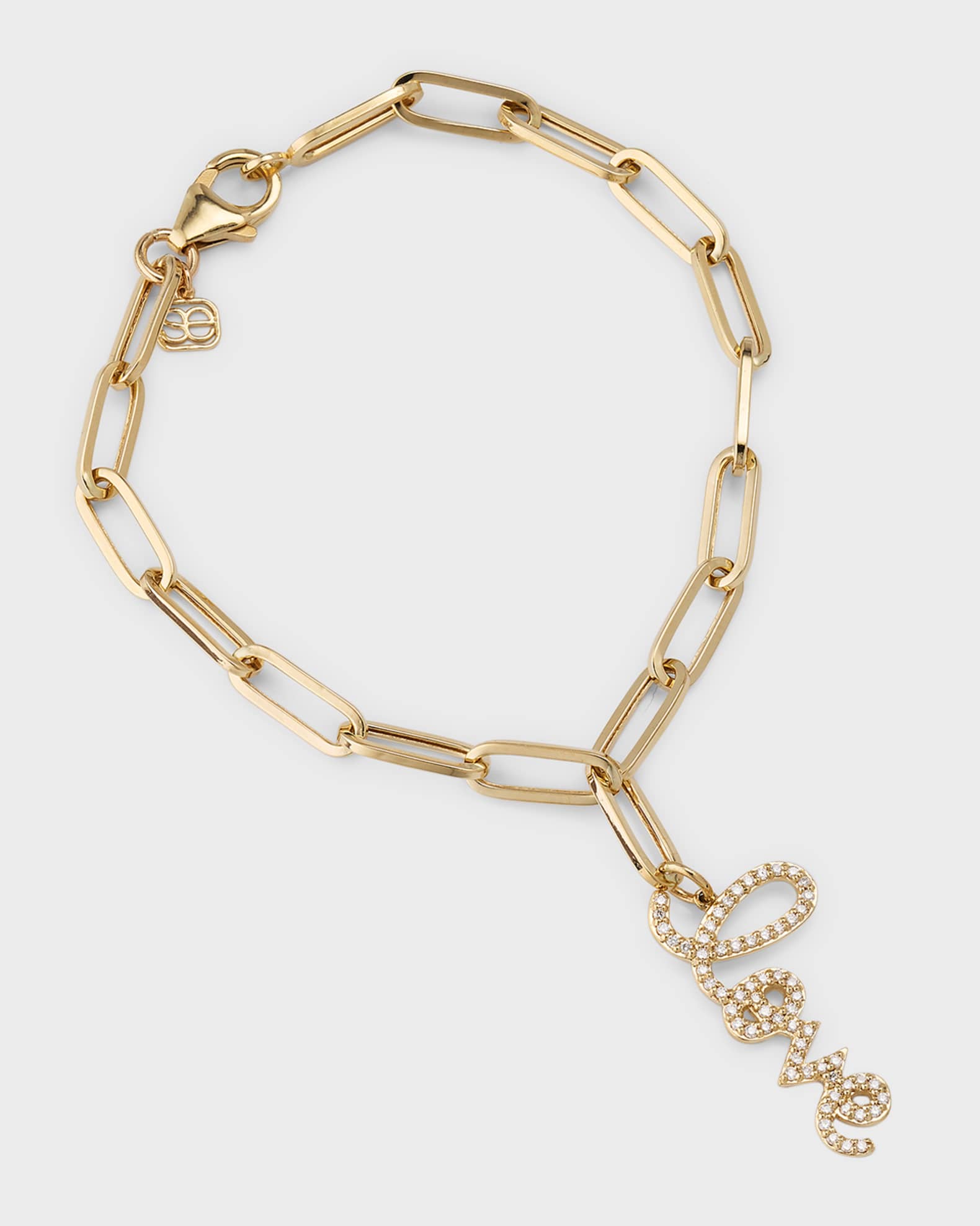 Sydney Evan Love Script on Paperclip Chain Bracelet