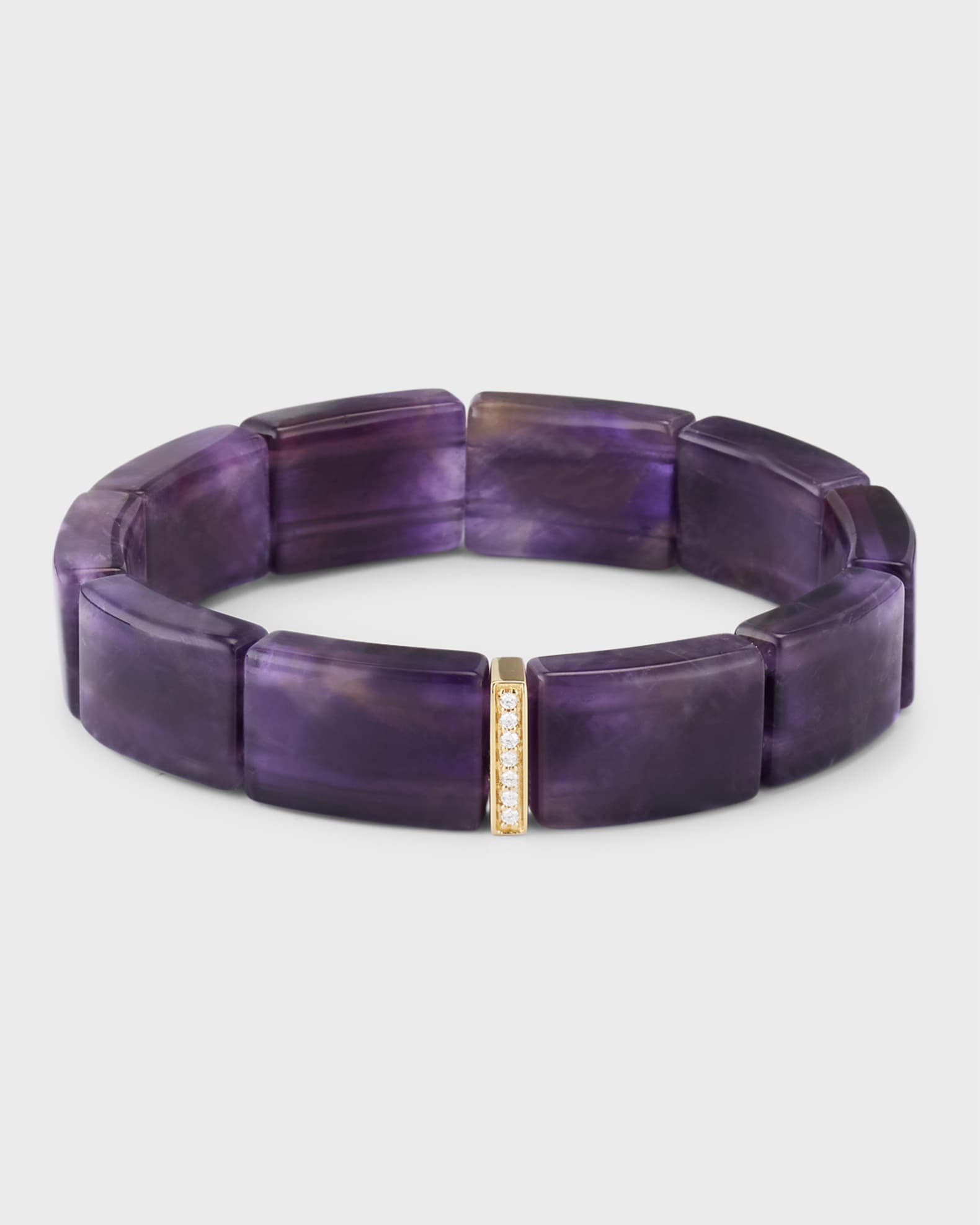 Sydney Evan 14k Yellow Gold Diamond Spacer and Amethyst Bead Bracelet