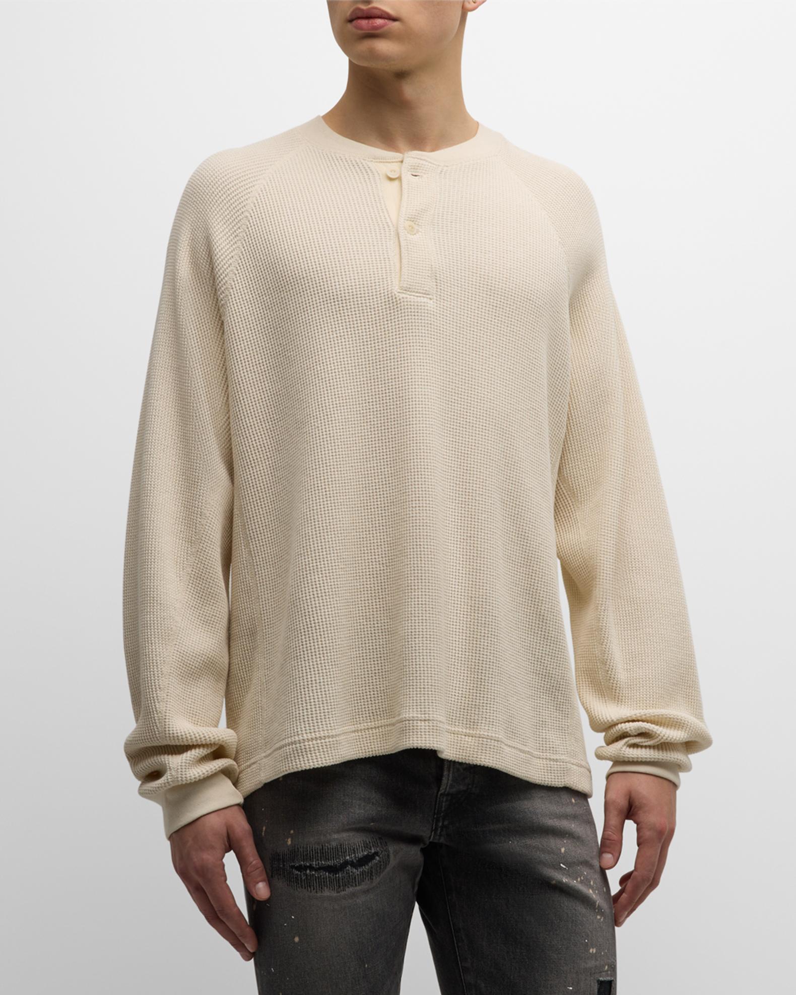John Elliott Men's Raglan Thermal Henley Shirt | Neiman Marcus
