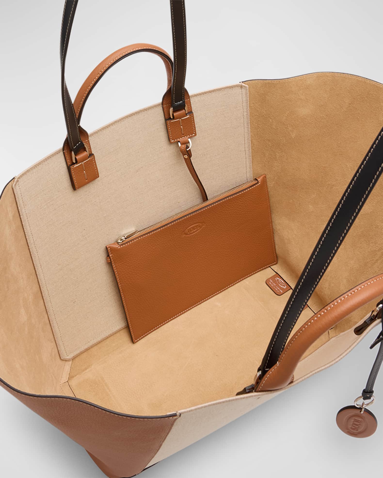 トートバッグ TOD'S \"DOUBLE UP\" LEATHER SHOPPING BAG Woman BLACK Tod's Double Up Shopping Bag in Leather Medium