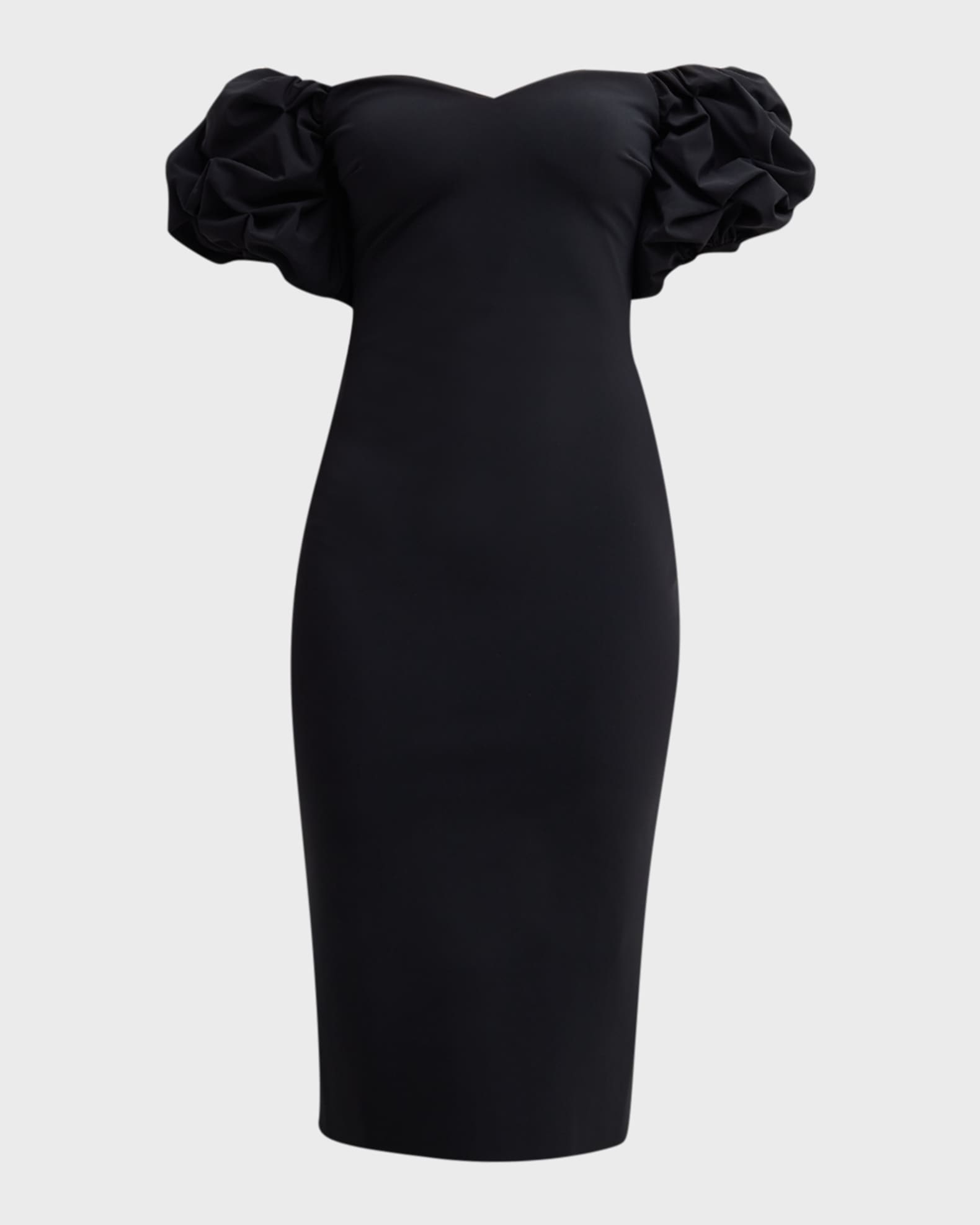 Chiara Boni La Petite Robe Gavril Off-Shoulder Puff-Sleeve Midi Dress
