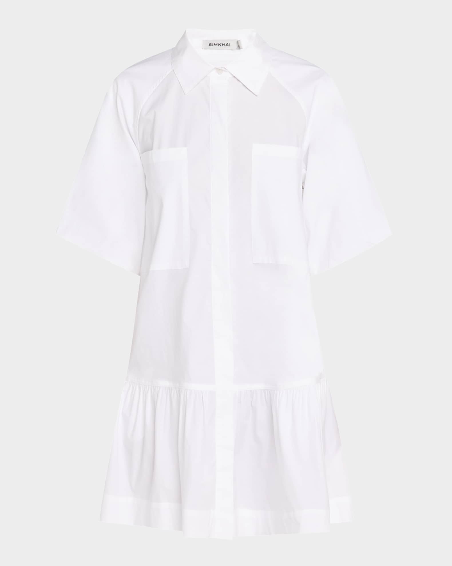 Crissy Puff-Sleeve Cotton Poplin Mini Shirtdress 0