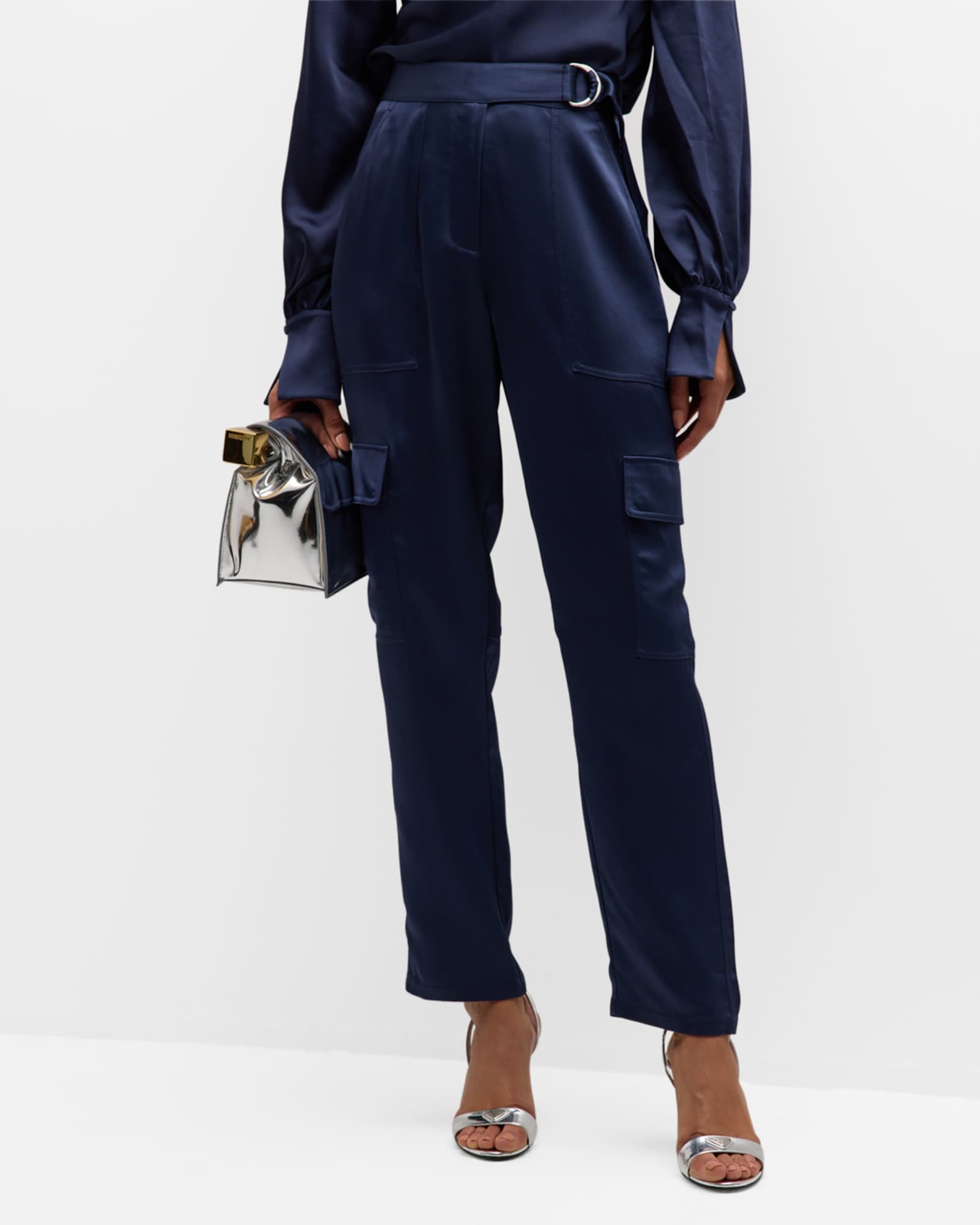 Carolina Satin Straight-Leg Utility Pants 1