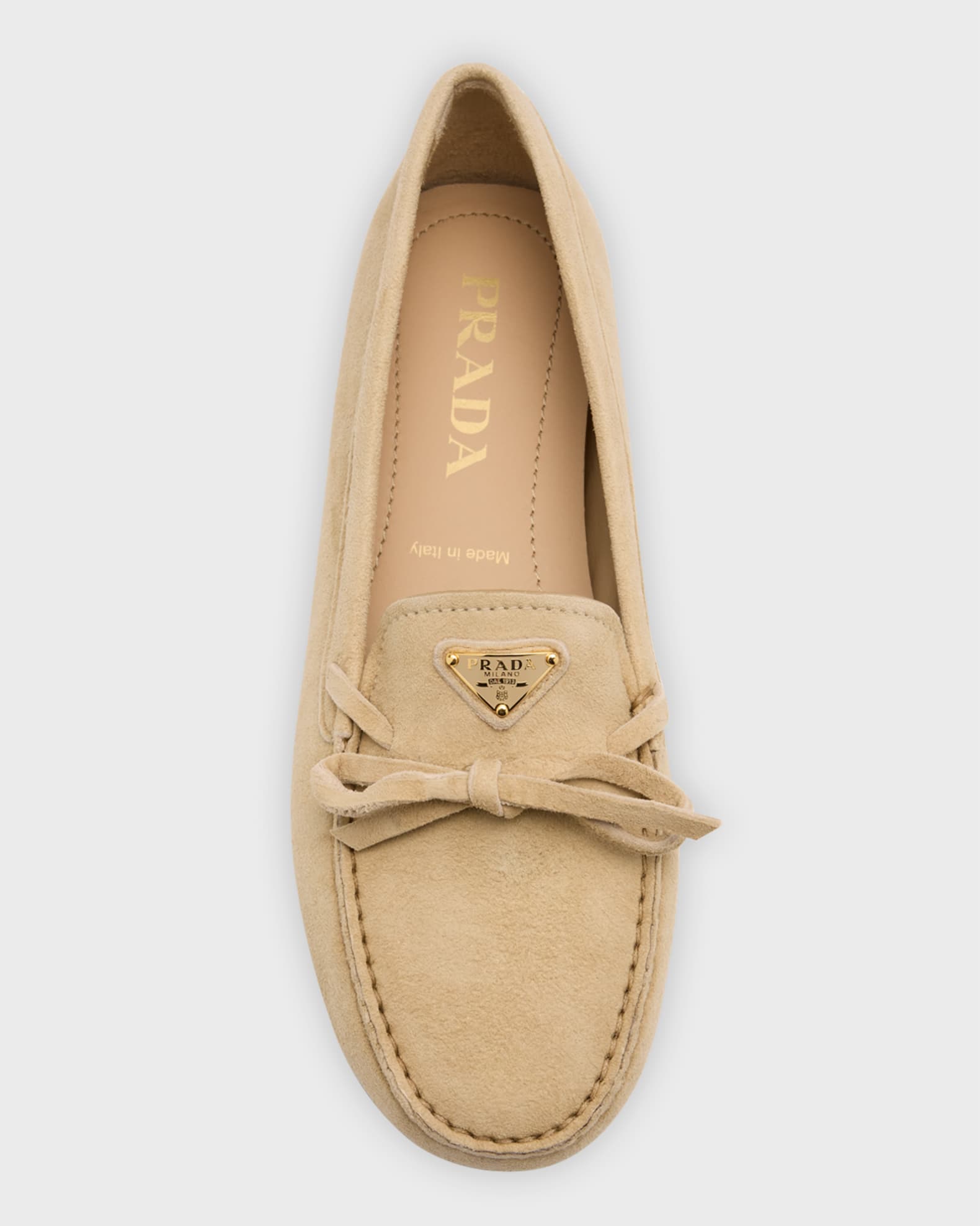 Prada Suede Bow Drivers Neiman Marcus