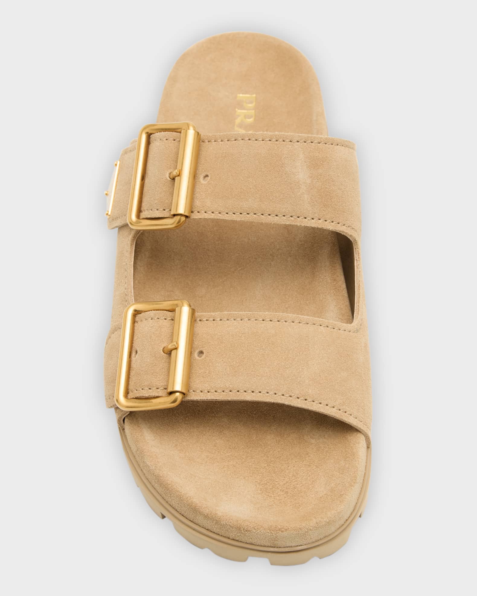 【PRADA】スエードストラップスライド ベージュ スエード ストラップ スライドサンダル | PRADA