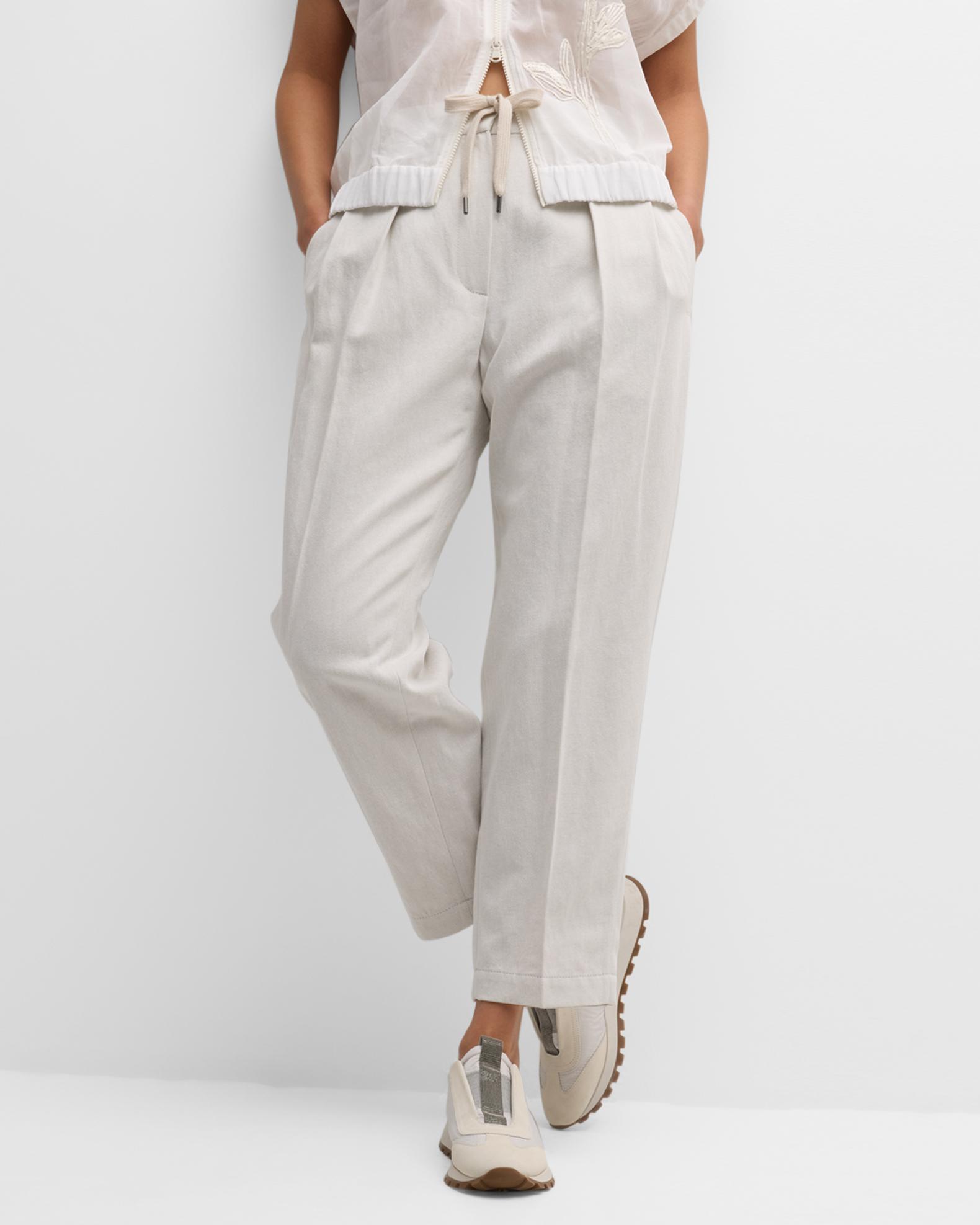 Pull Brunello Cucinelli Lin Paillettes épaules Dénudées - Taille 2XL, Blanc, Neuf Sans étiquette